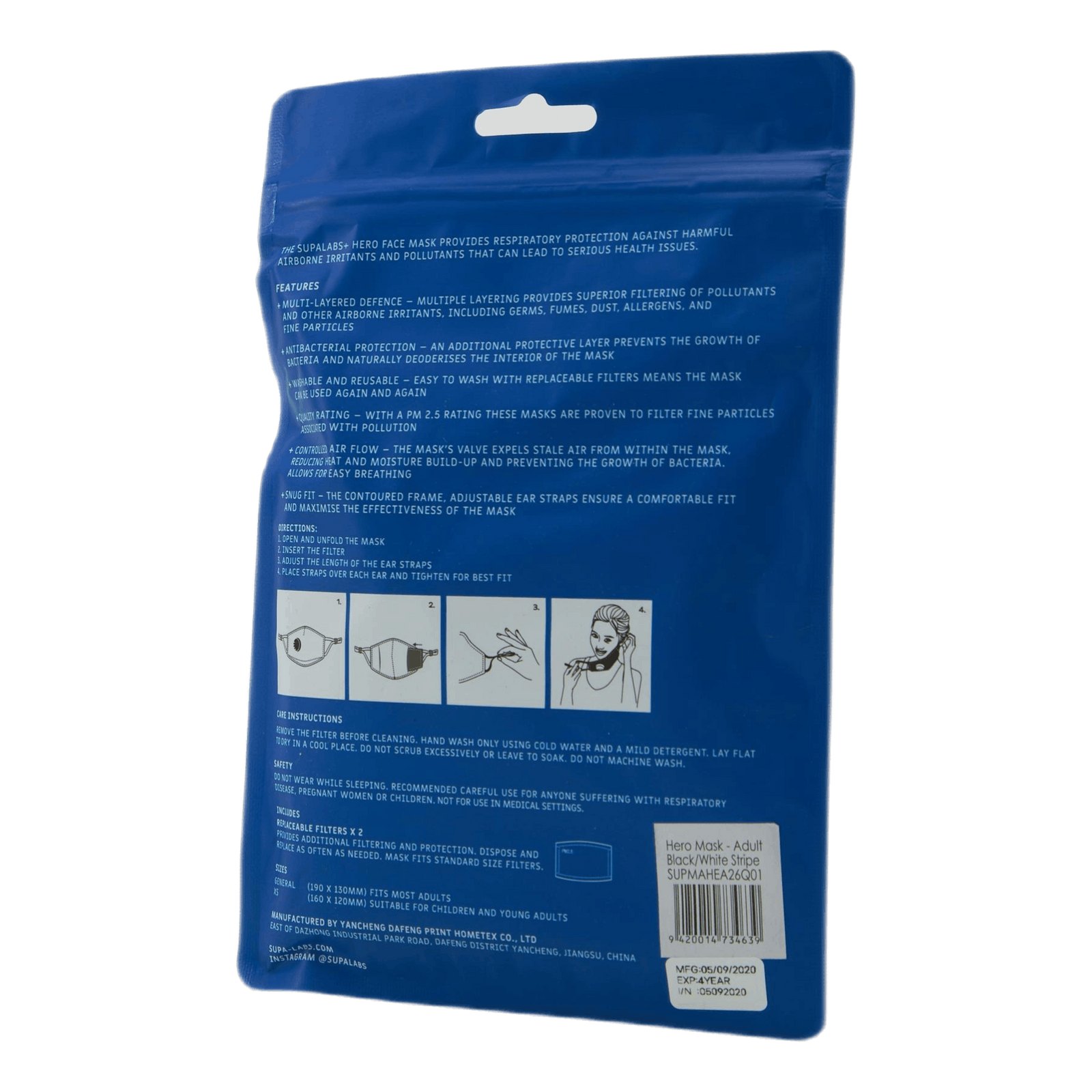 Li Adult Hero Mask Blk/wht Str Black-white Stripe