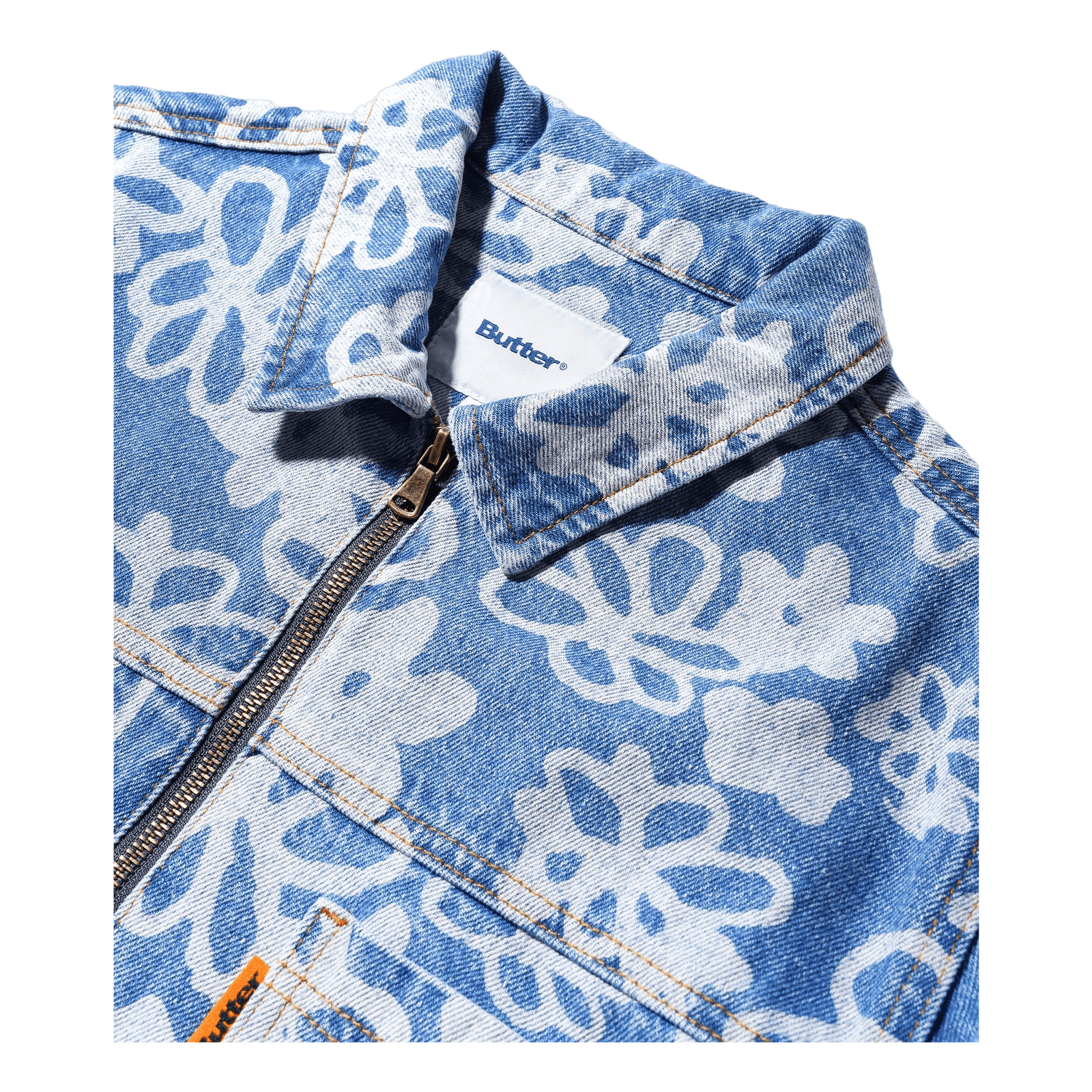 Flowers Denim Jacket Washed Indigo