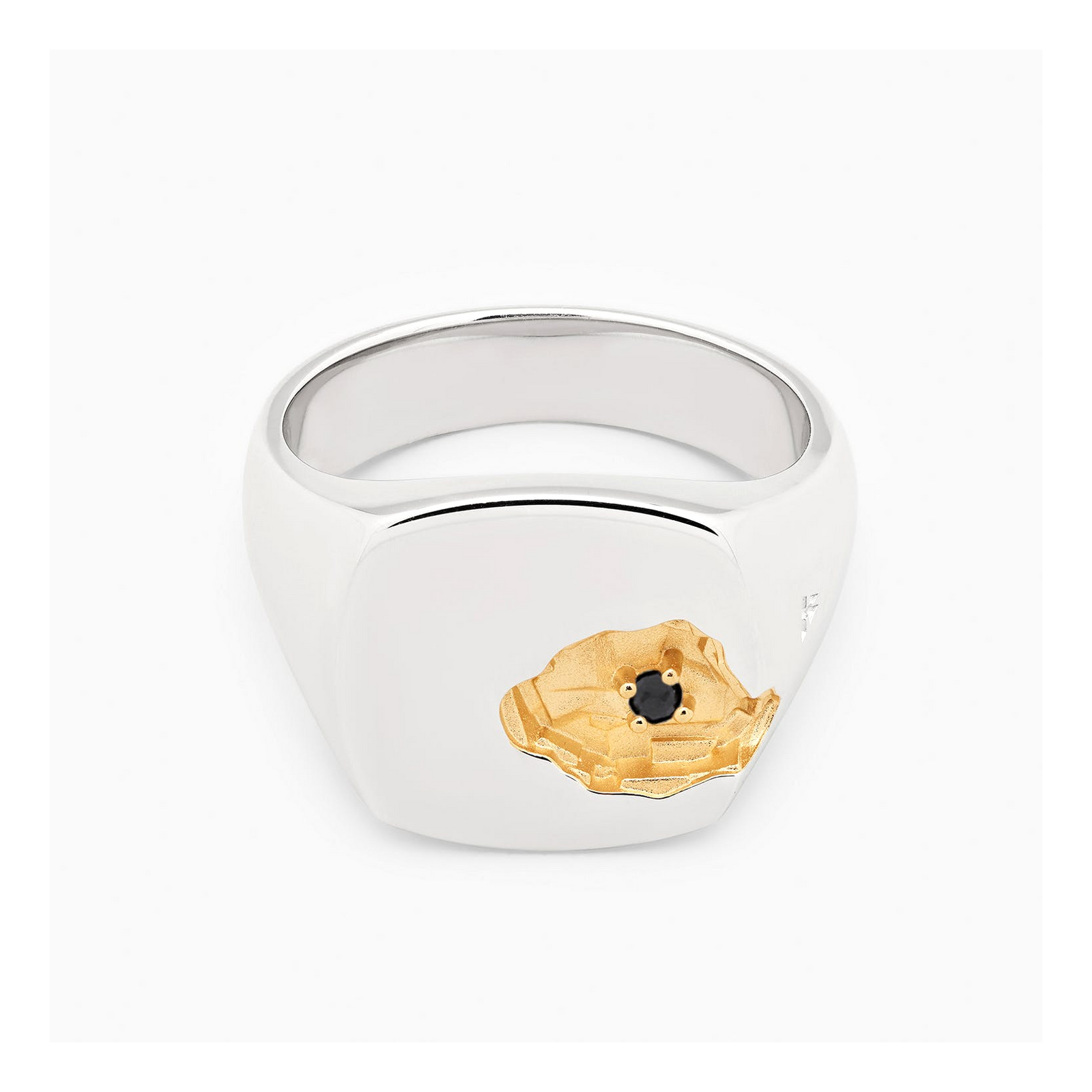 Mined Ring Large Black Diamond Gold