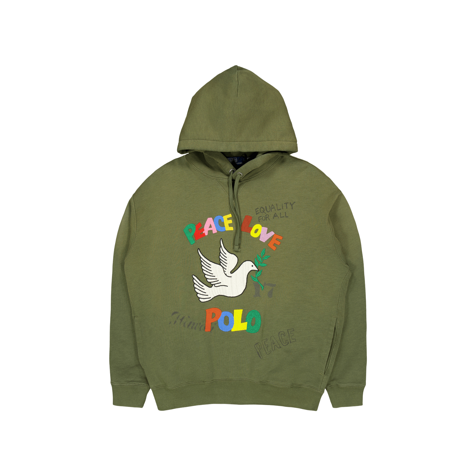 Embroidered Graphic Fleece Hoodie Dark Sage