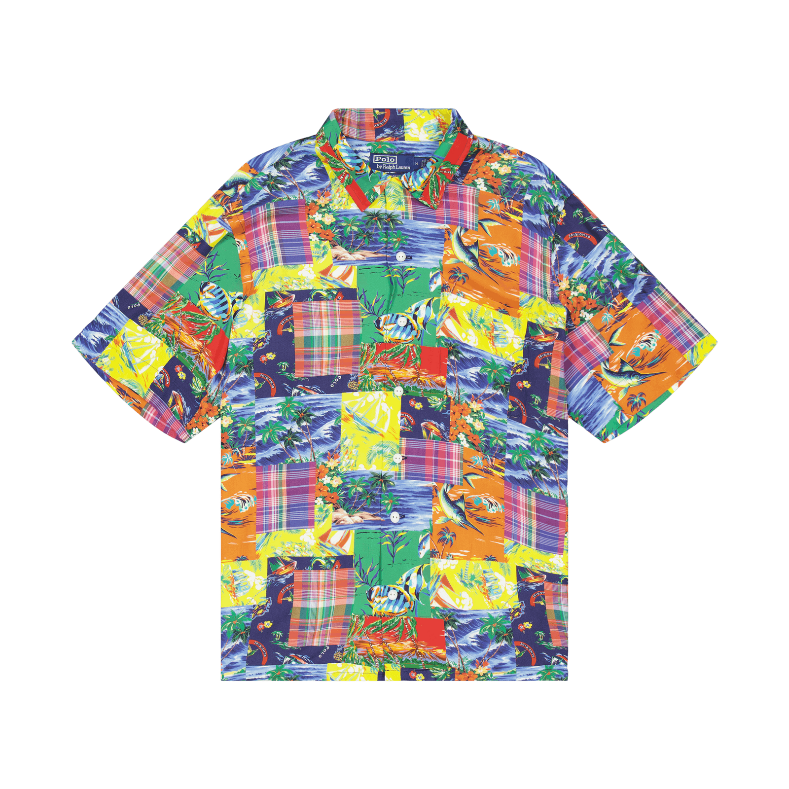 Classic Fit Patchwork Poplin Camp Shirt High Tide Patchwork