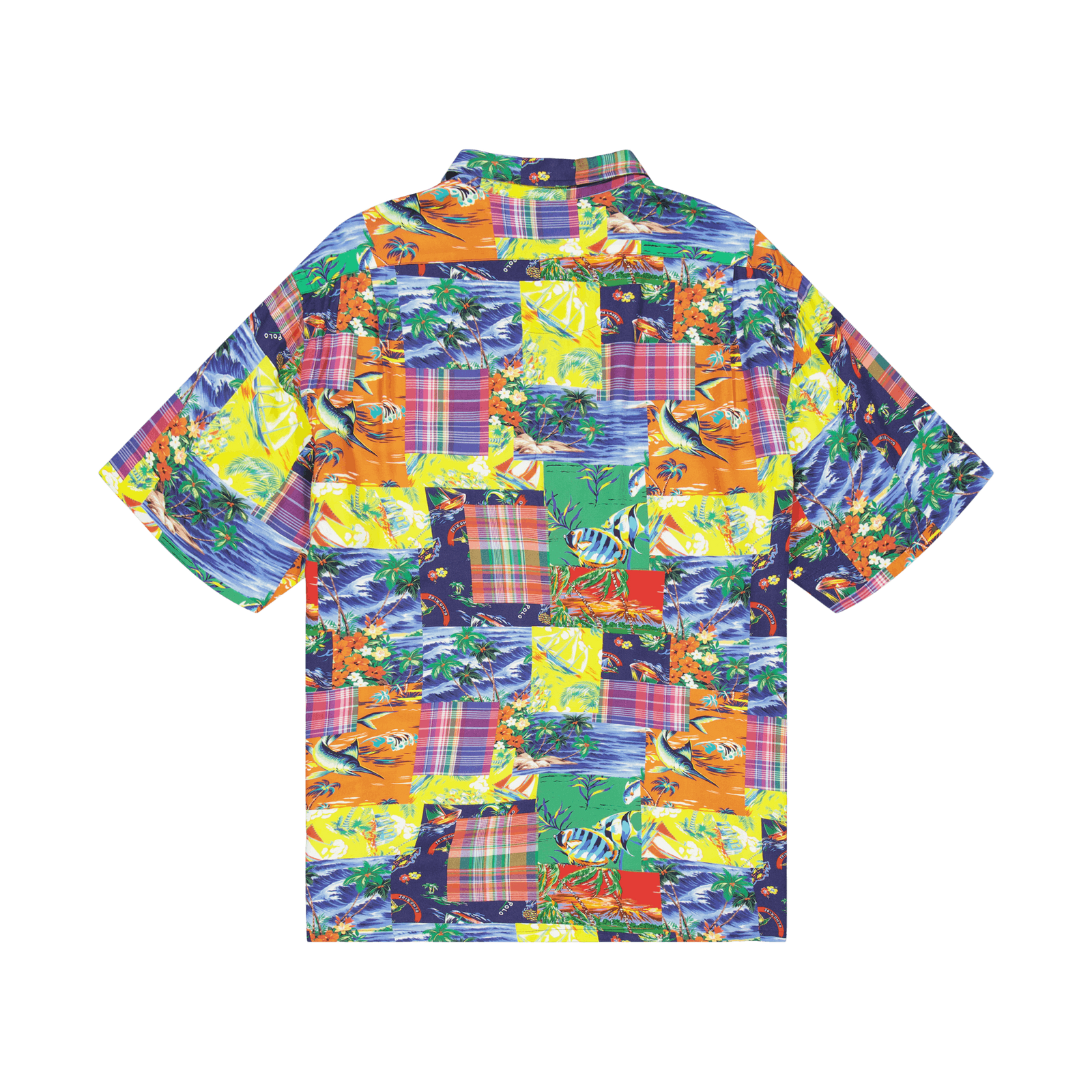 Classic Fit Patchwork Poplin Camp Shirt High Tide Patchwork