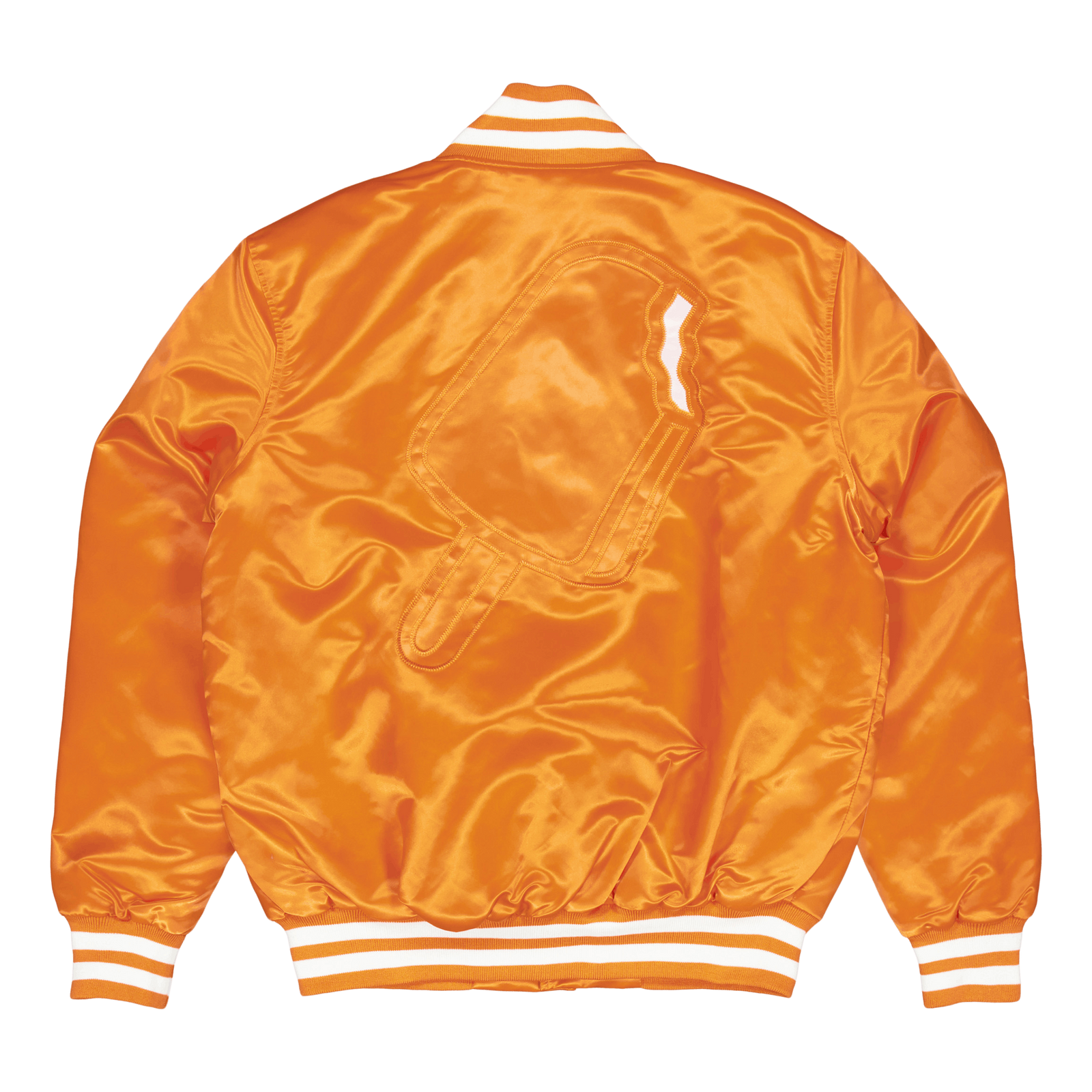 College Satin Bomber Jacket Orange