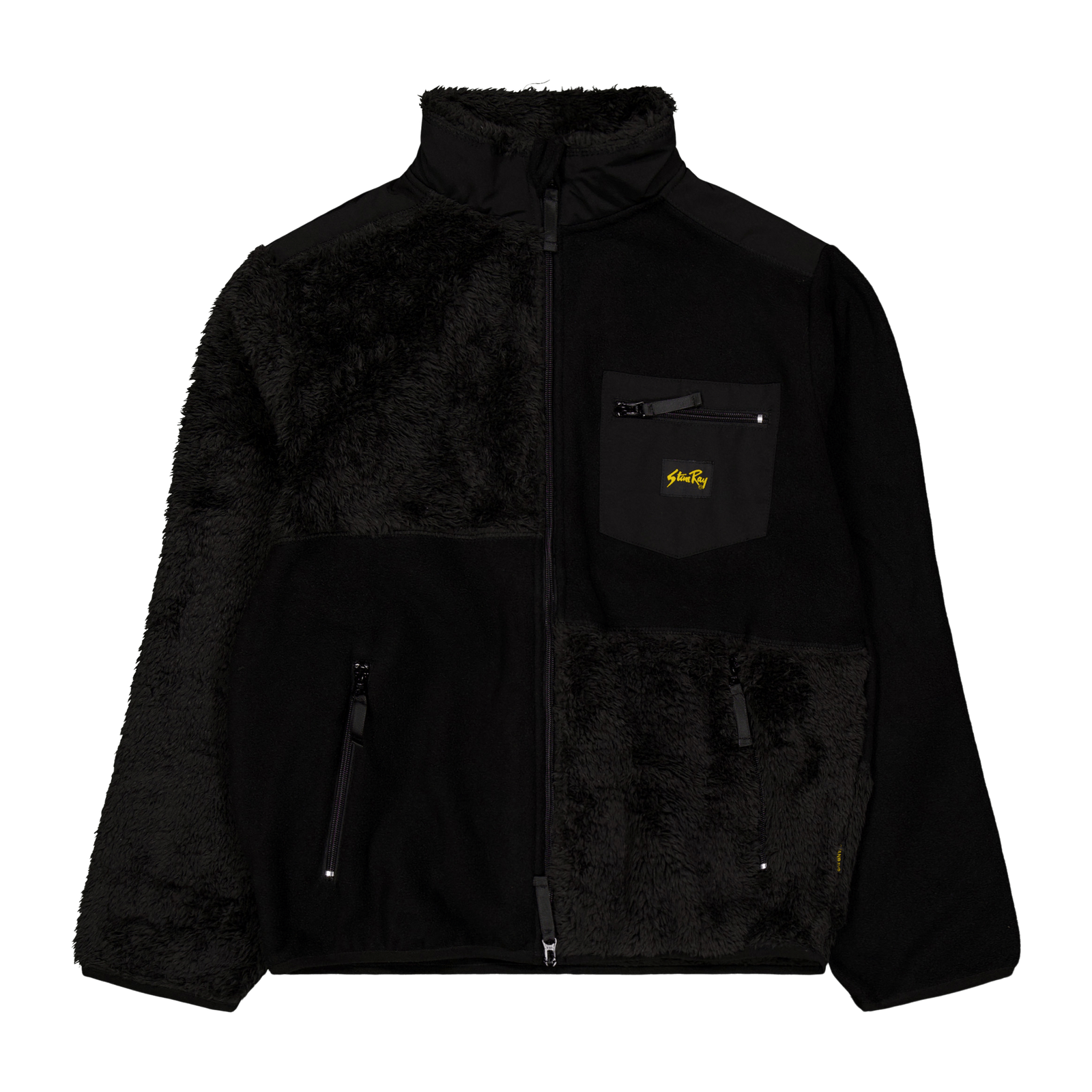 Patchwork Fleece Jacket Black