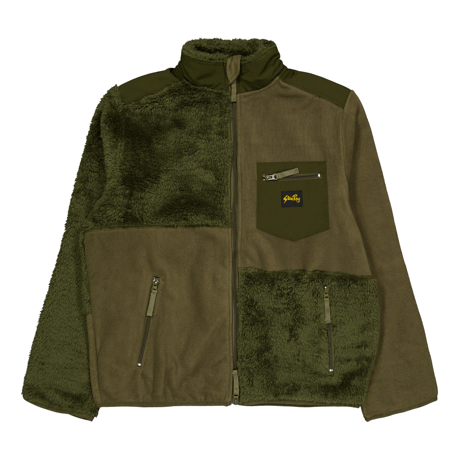 Patchwork Fleece Jacket Olive