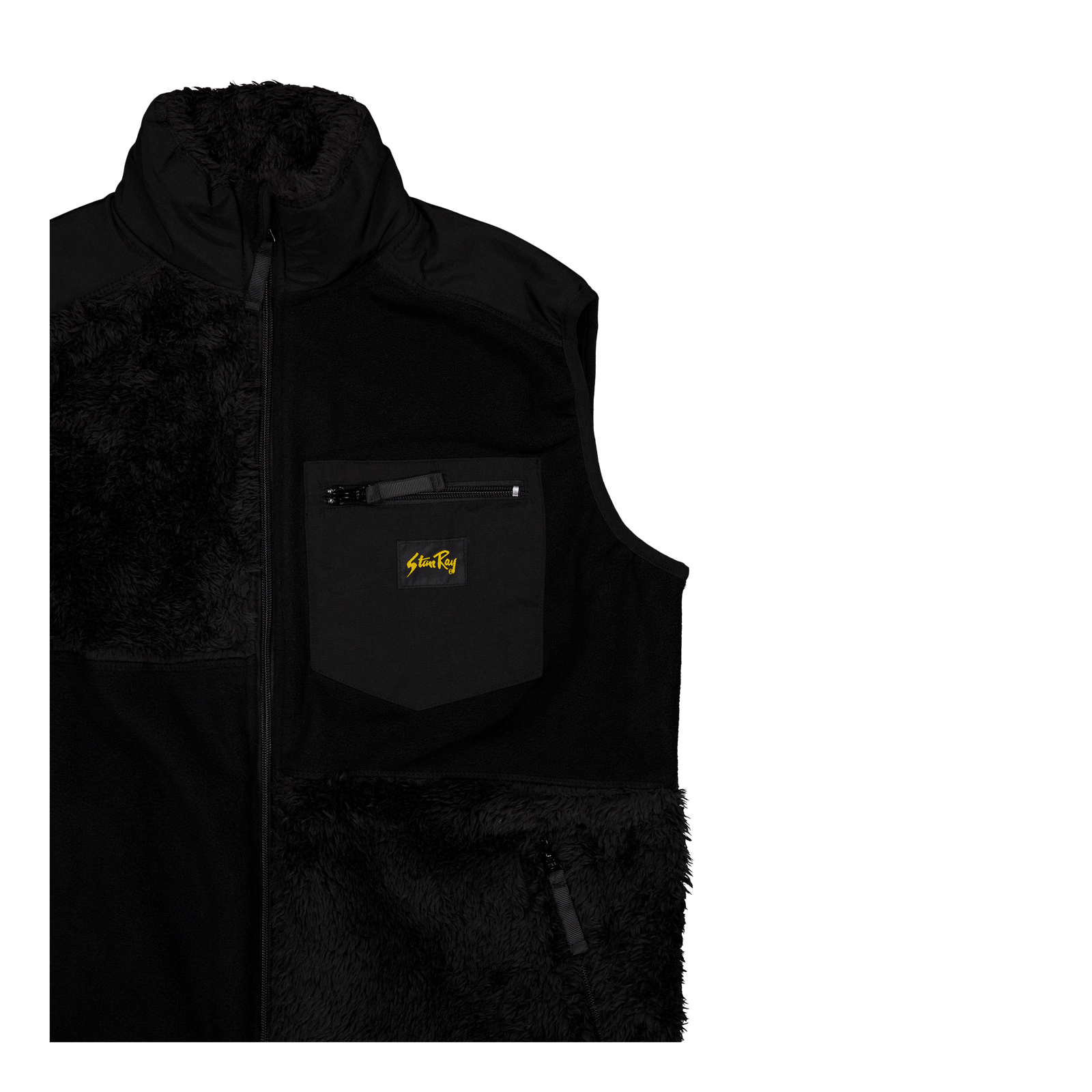Patchwork Fleece Vest Black