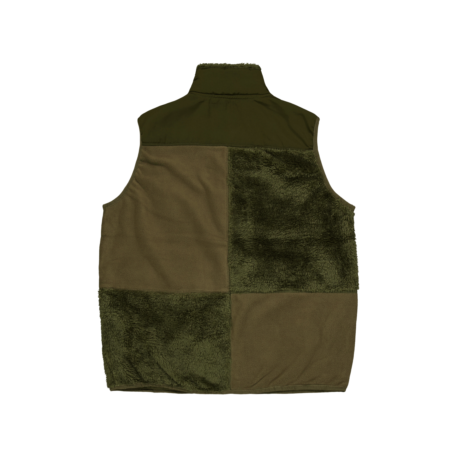 Patchwork Fleece Vest Olive