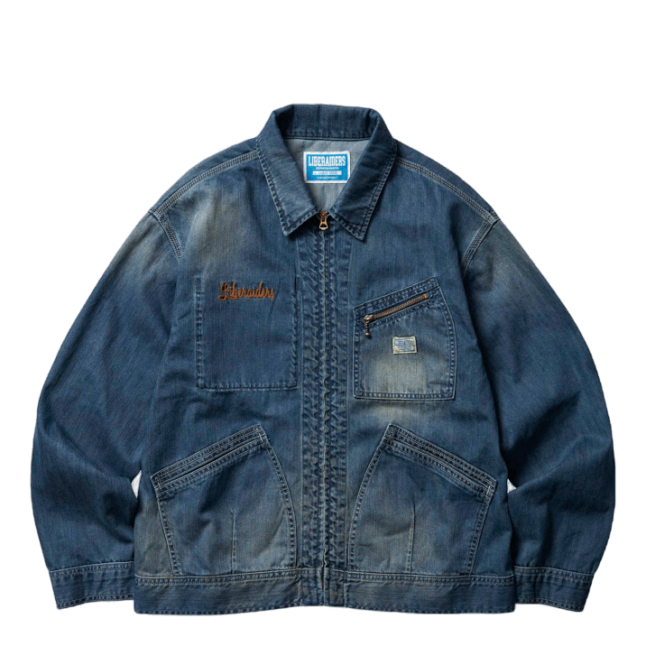 Zip Front Denim Jacket Indigo