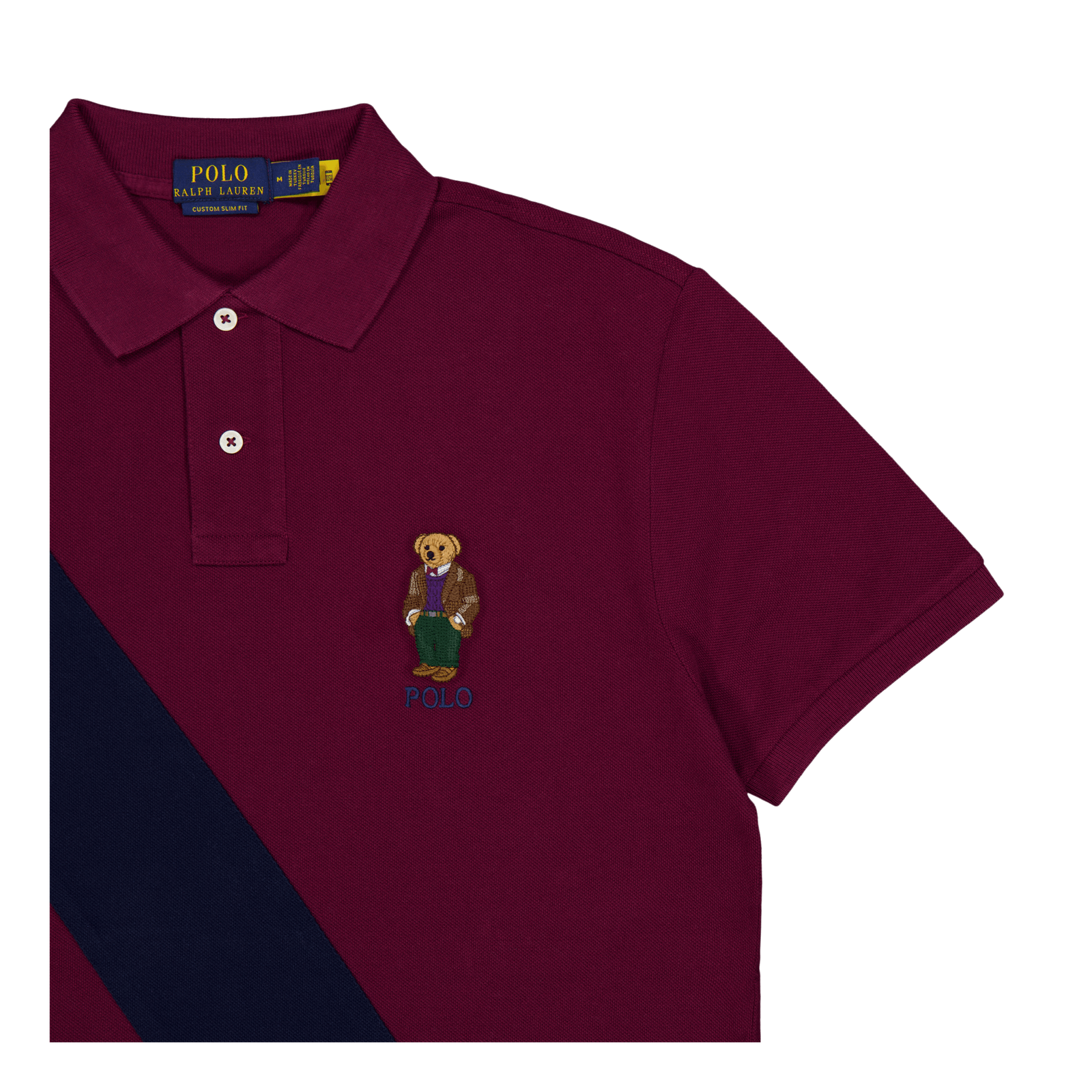 Custom Slim Fit Polo Bear Polo Shirt Fa23 Cls Wn/Crse Nvy Hrtg Bear