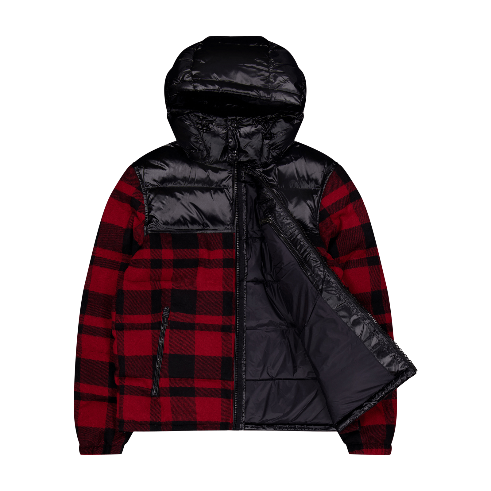Water-Repellent Hybrid Down Jacket Polo Black/Holiday Check