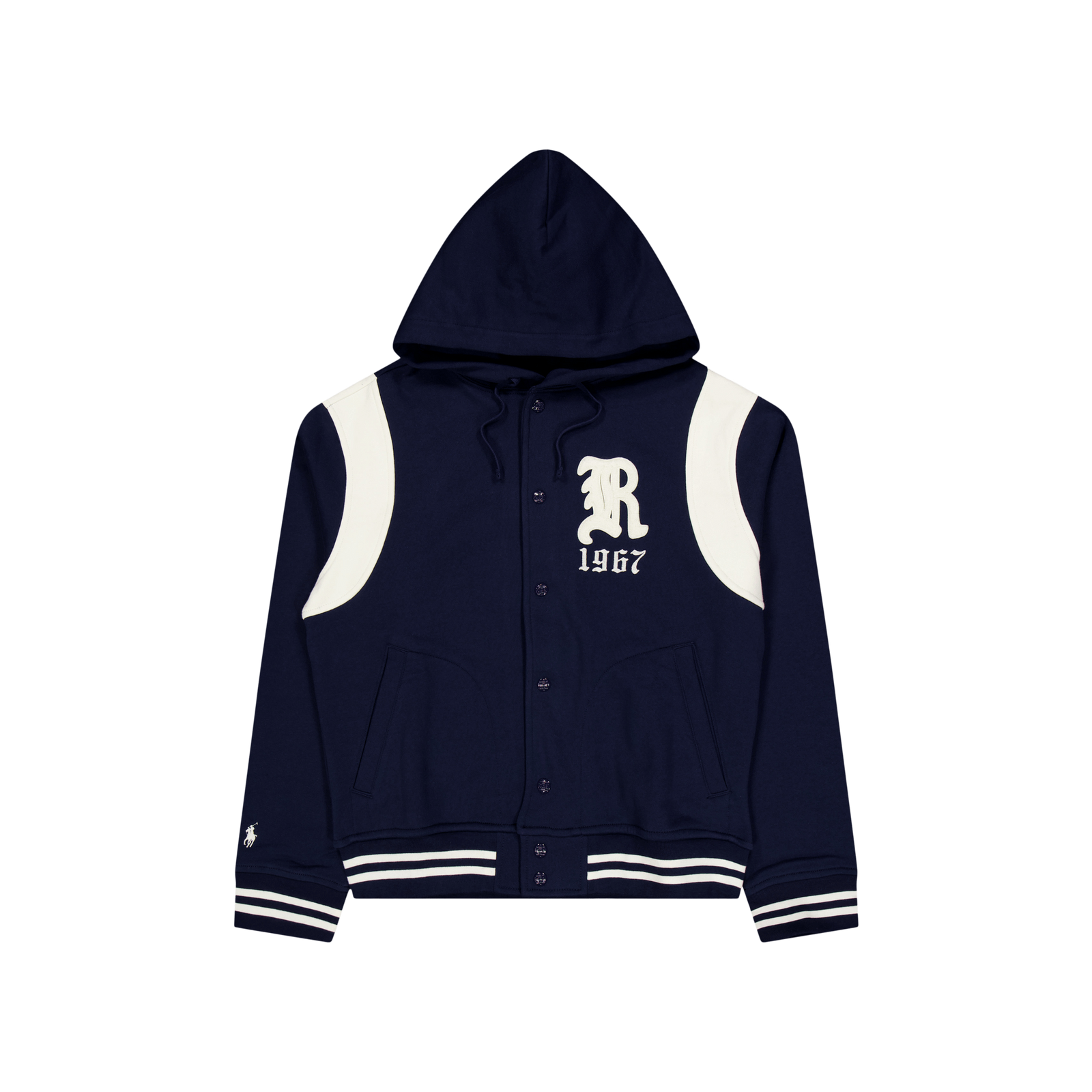 Fleece Hooded Baseball Jacket Cruise Navy/Clubhouse Cream