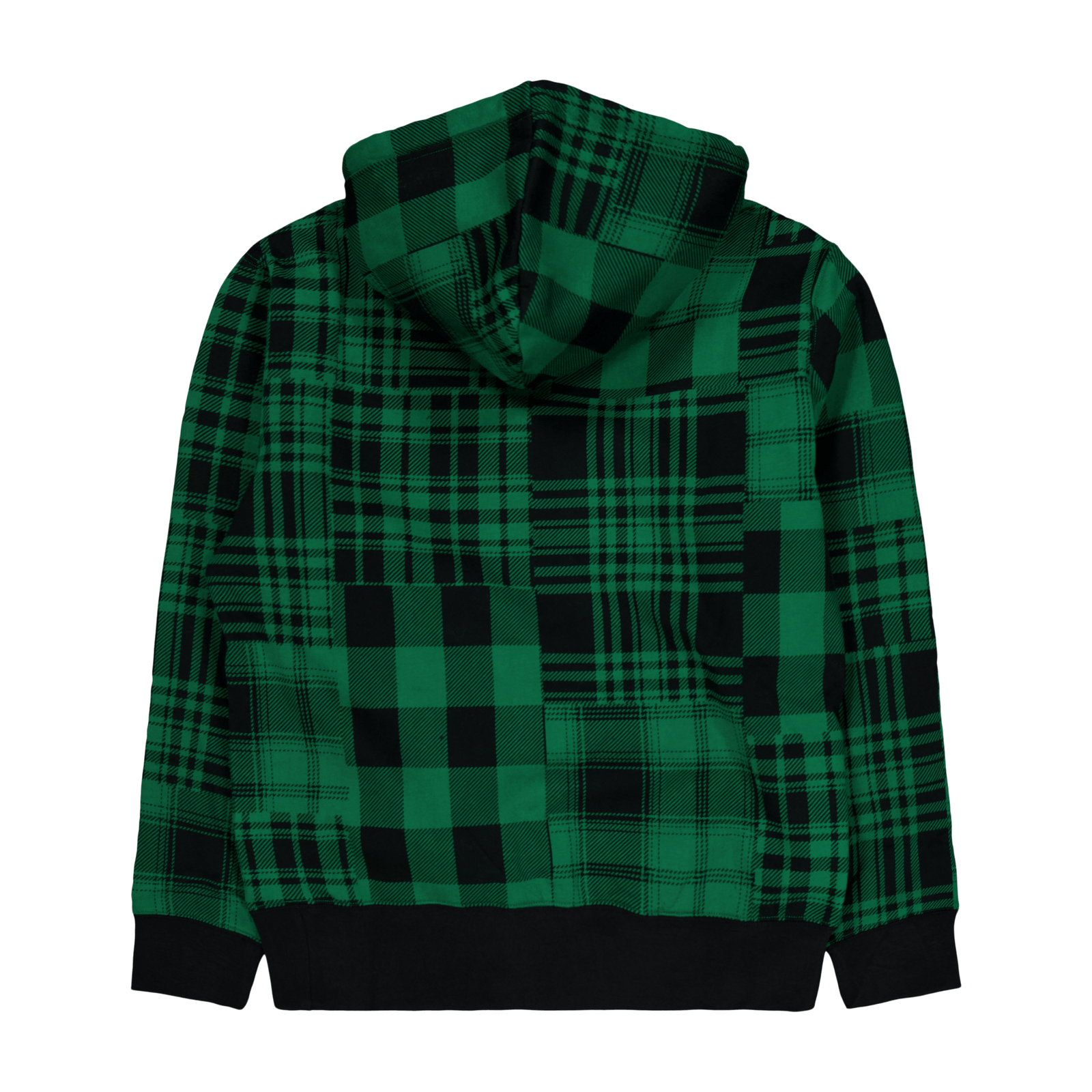 Plaid Pile Fleece Hoodie Athletic Green
