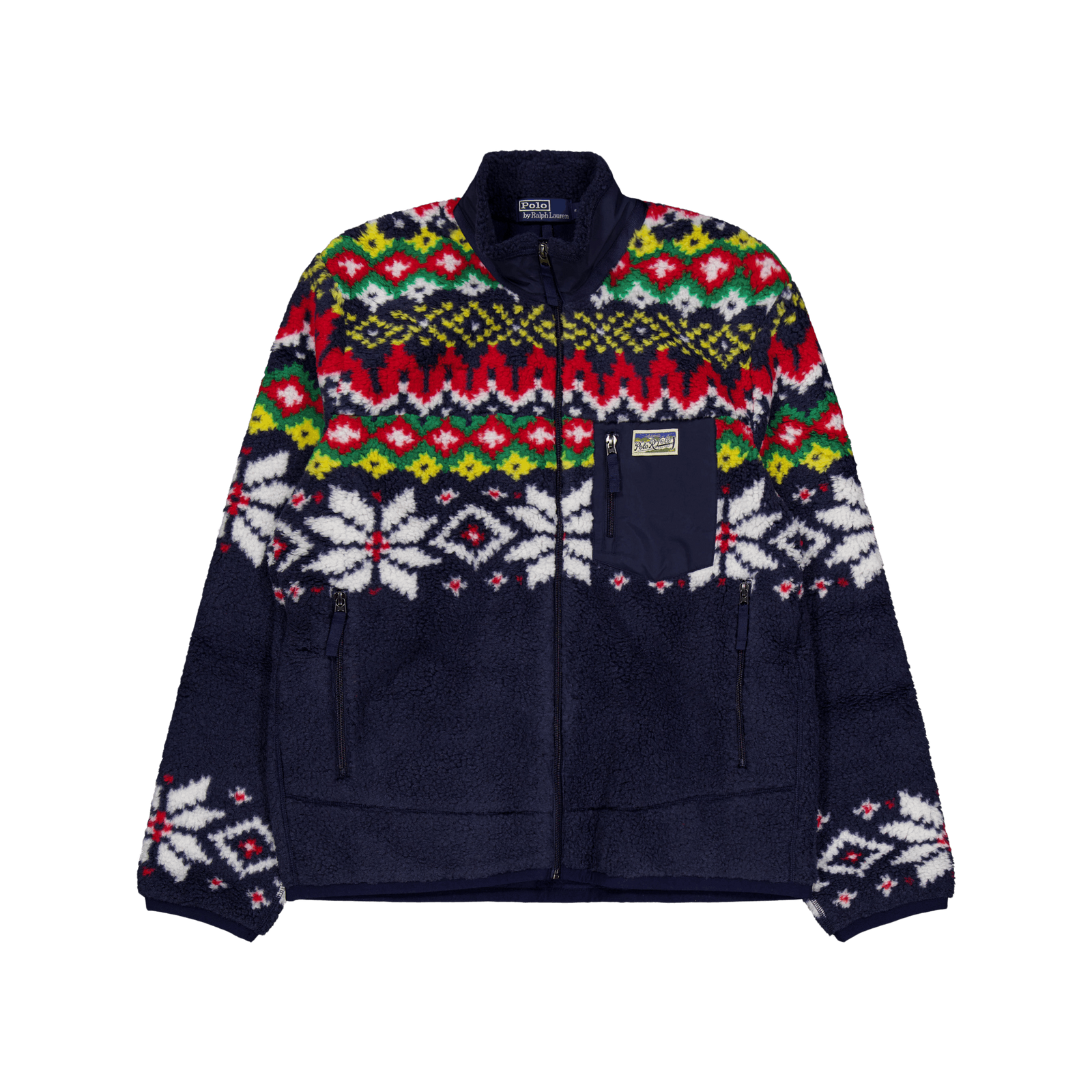 Fair Isle-Inspired Pile Fleece Jacket Cruise Navy Snowflake Fairisle