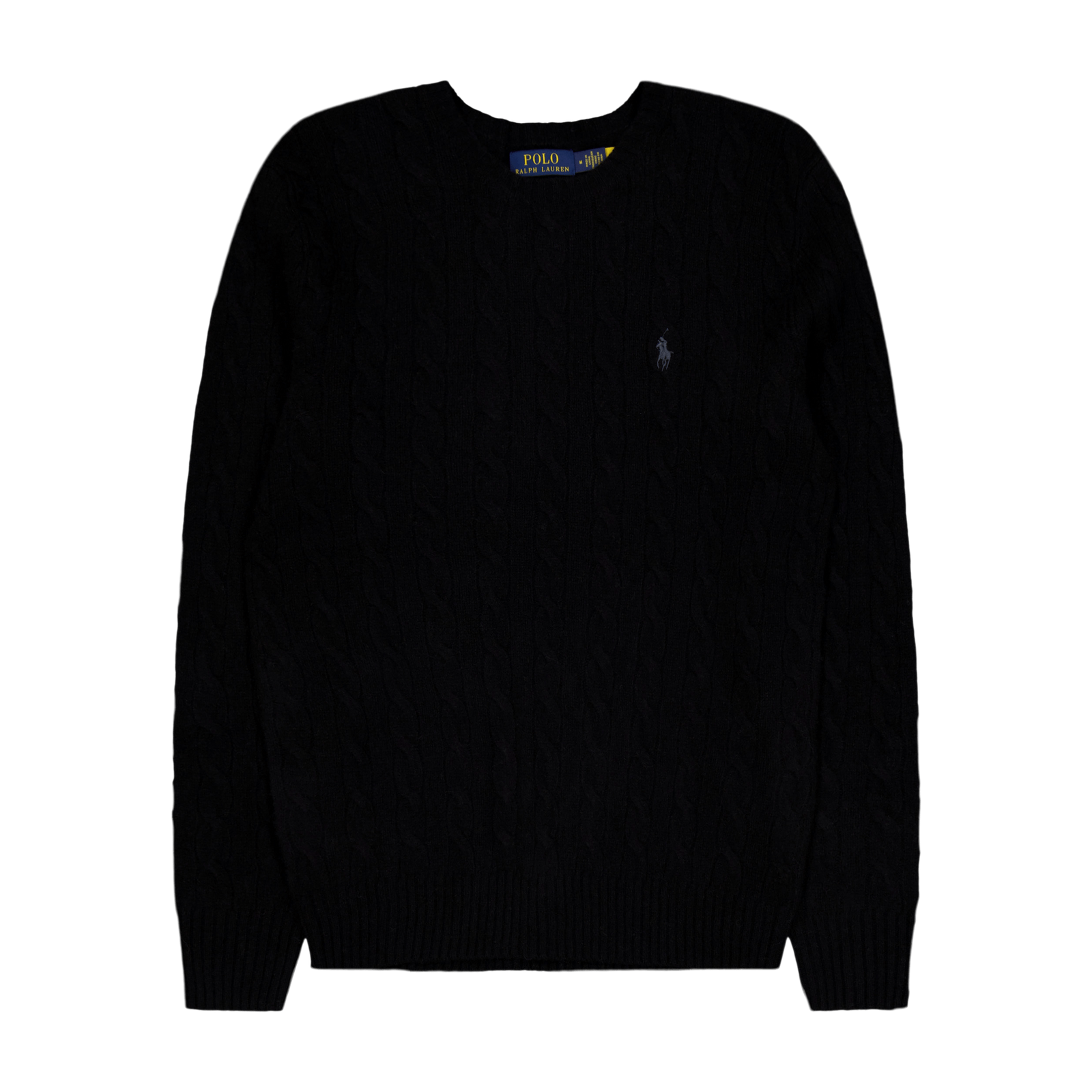 Cable-Knit Wool-Cashmere Sweater Polo Black