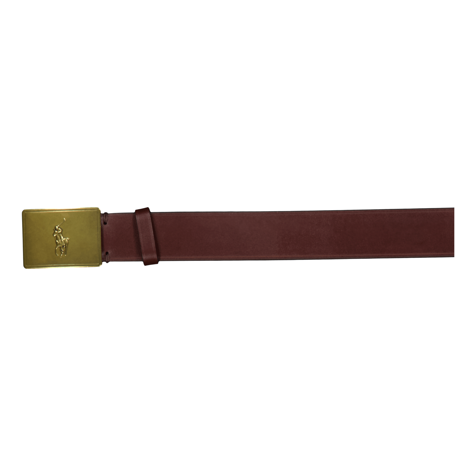 Pony Plaque Leather Belt Brown
