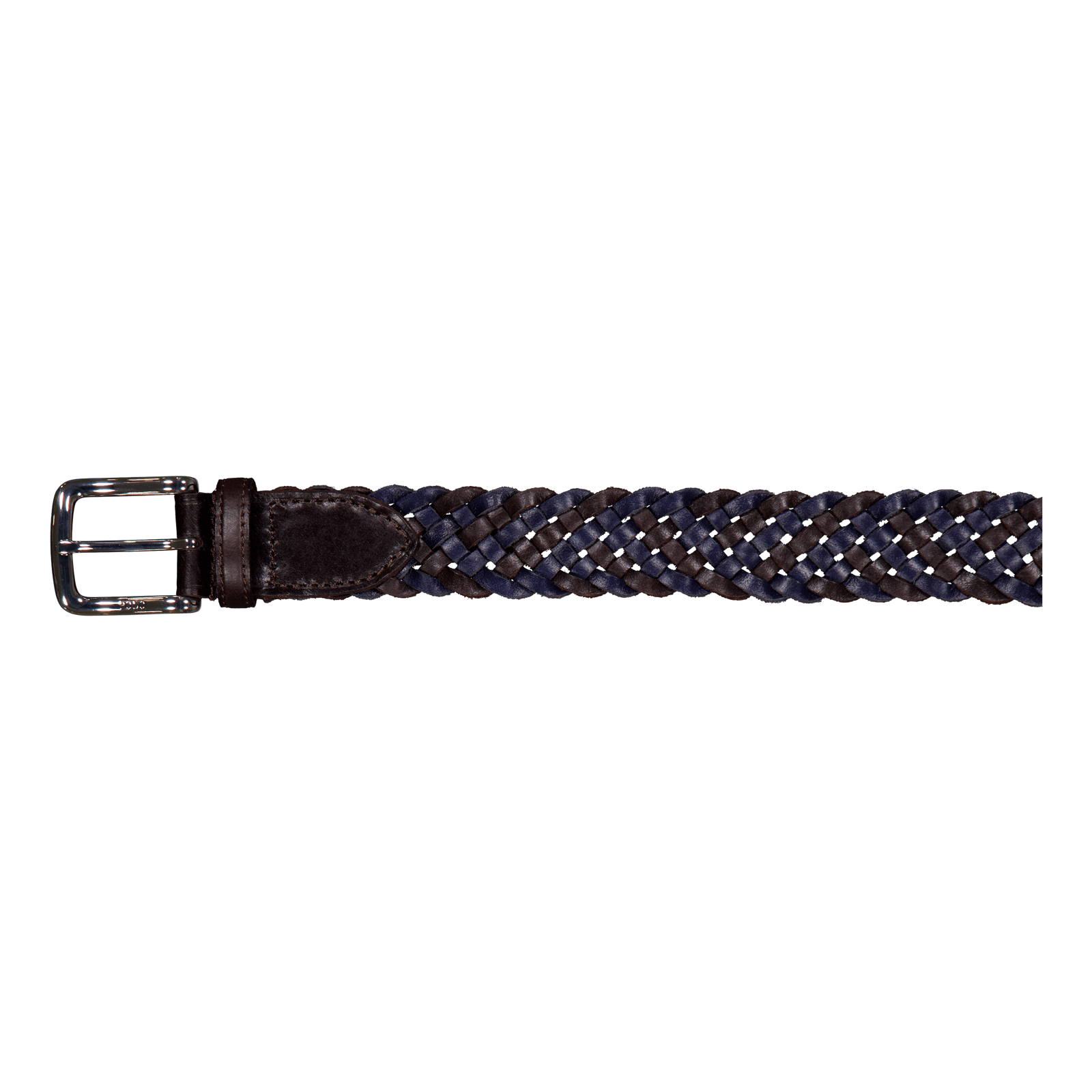 Braided Leather Belt Navy / Dark Brown