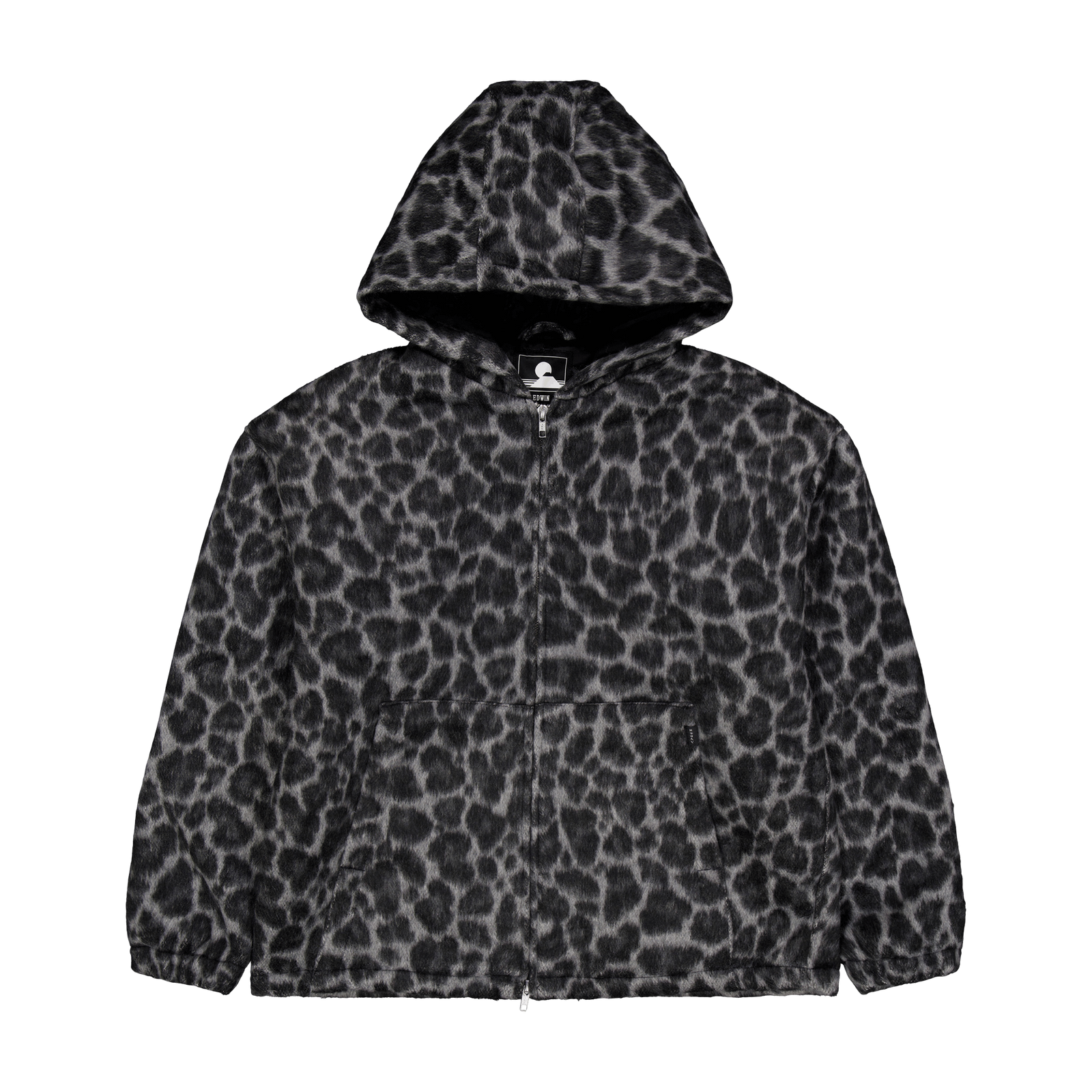 Daimon Hooded Jacket Lined Black / White Leopard
