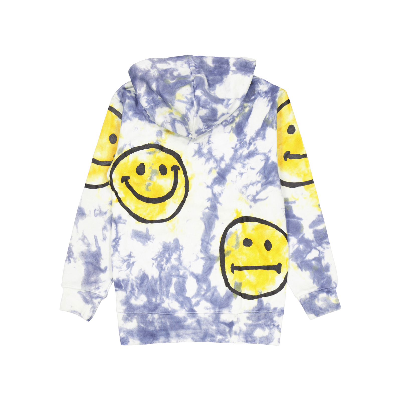 Smiley Sun Dye Hoodie Yellow Blue Tie-dye