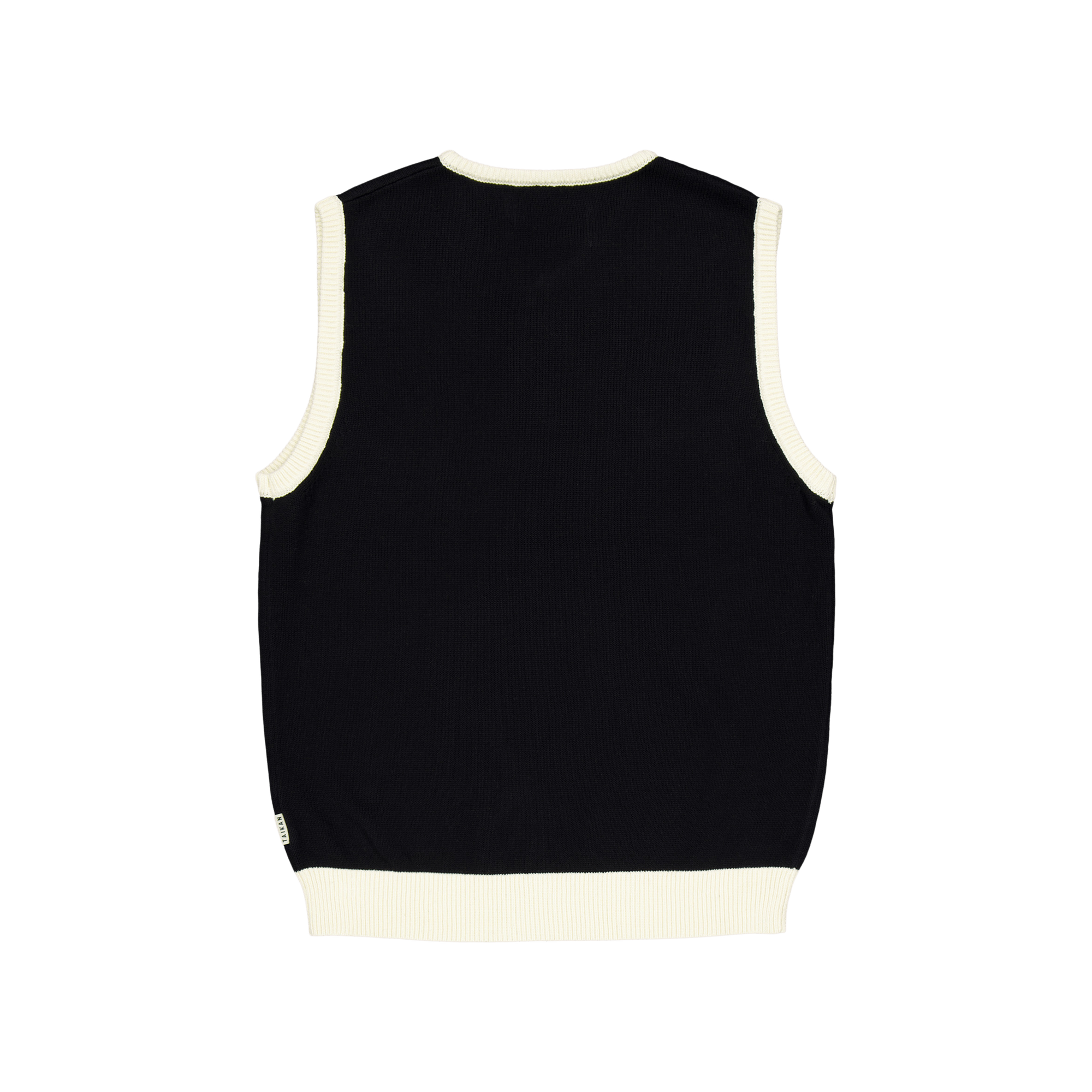 Knitted Sweater Vest-black/cre Black/cream