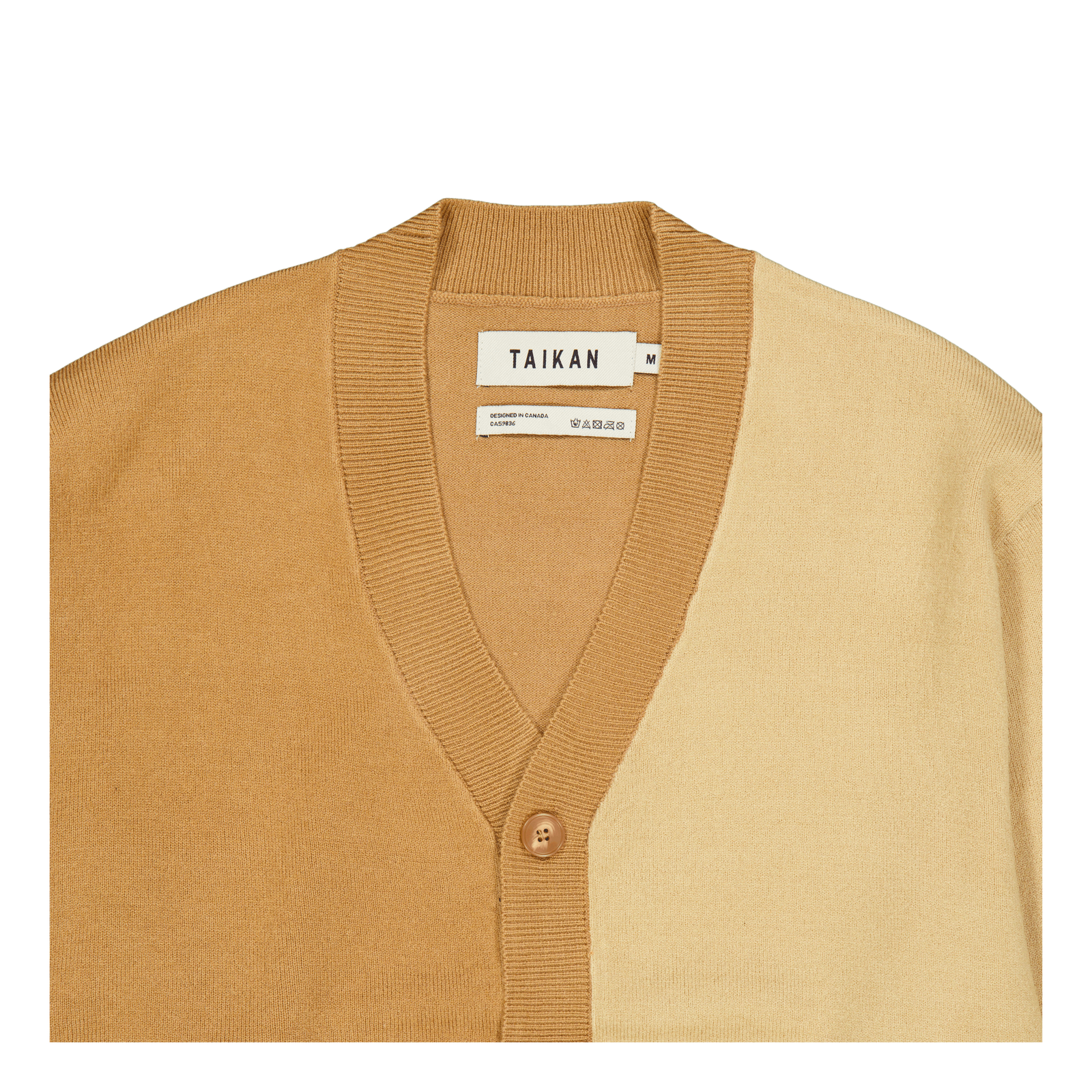 Colour Blocked Cardigan-tan/cr Tan/cream