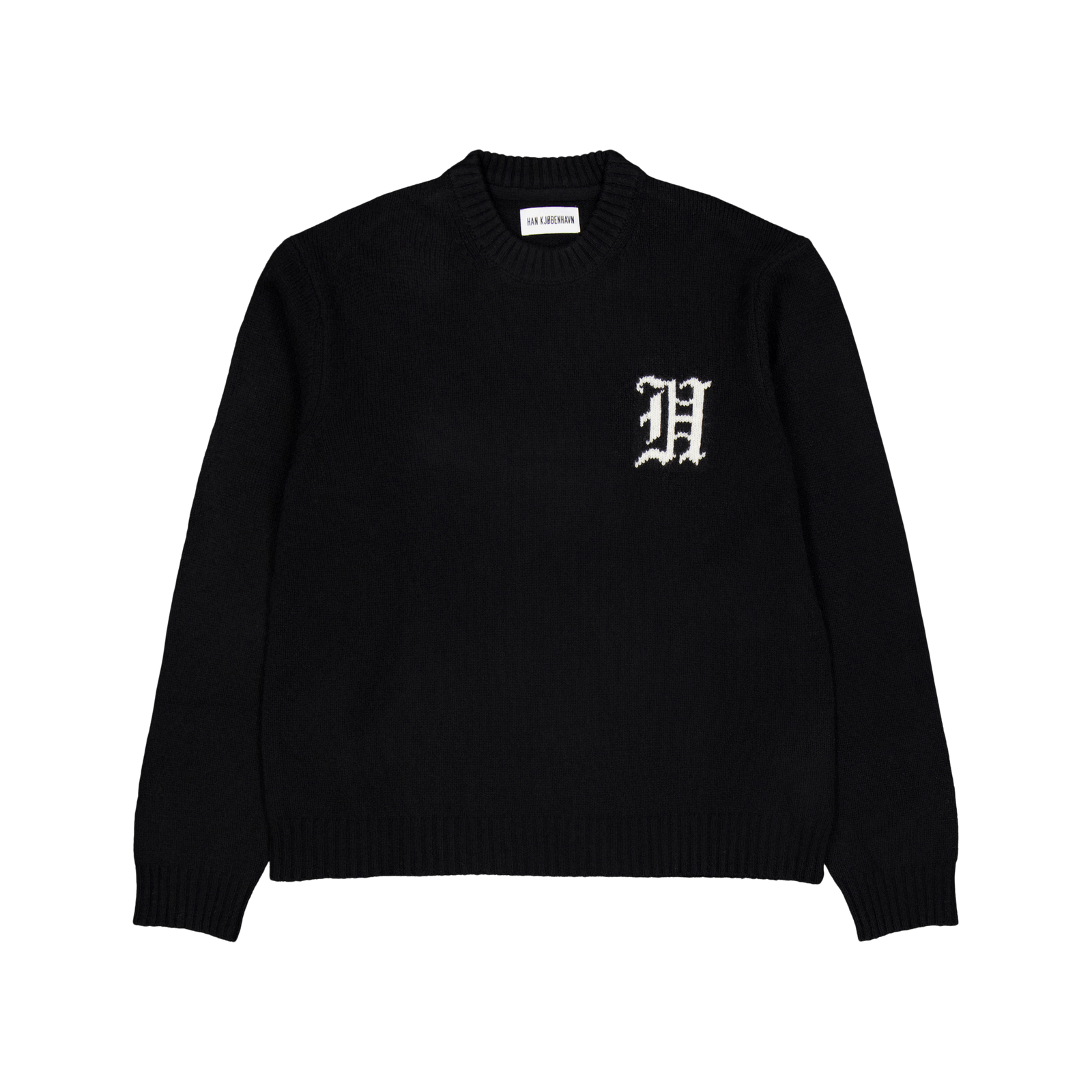 Intarsia Logo Crewneck Knit Black
