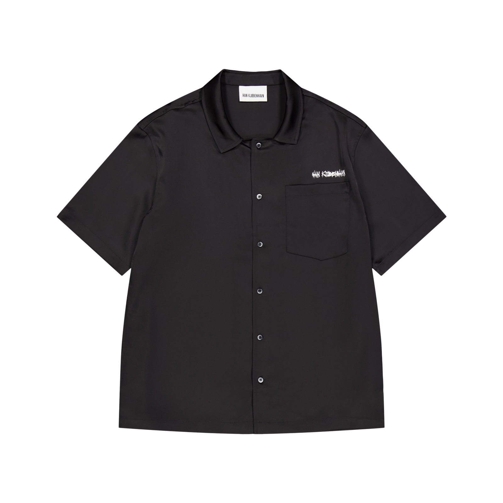 Upside Down Satin Summer Shirt Black