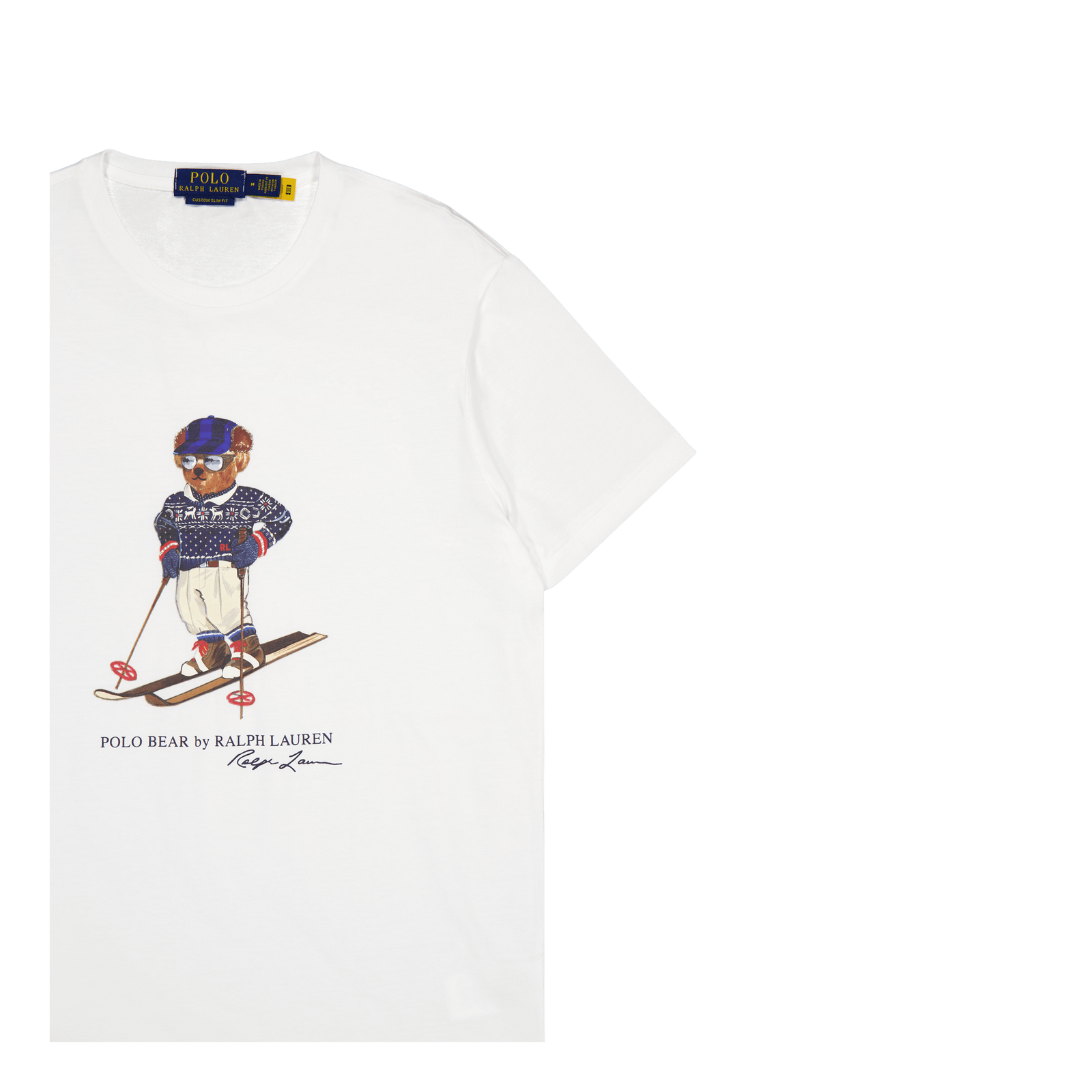 Custom Slim Fit Polo Bear Jersey T-Shirt White Ski Bear