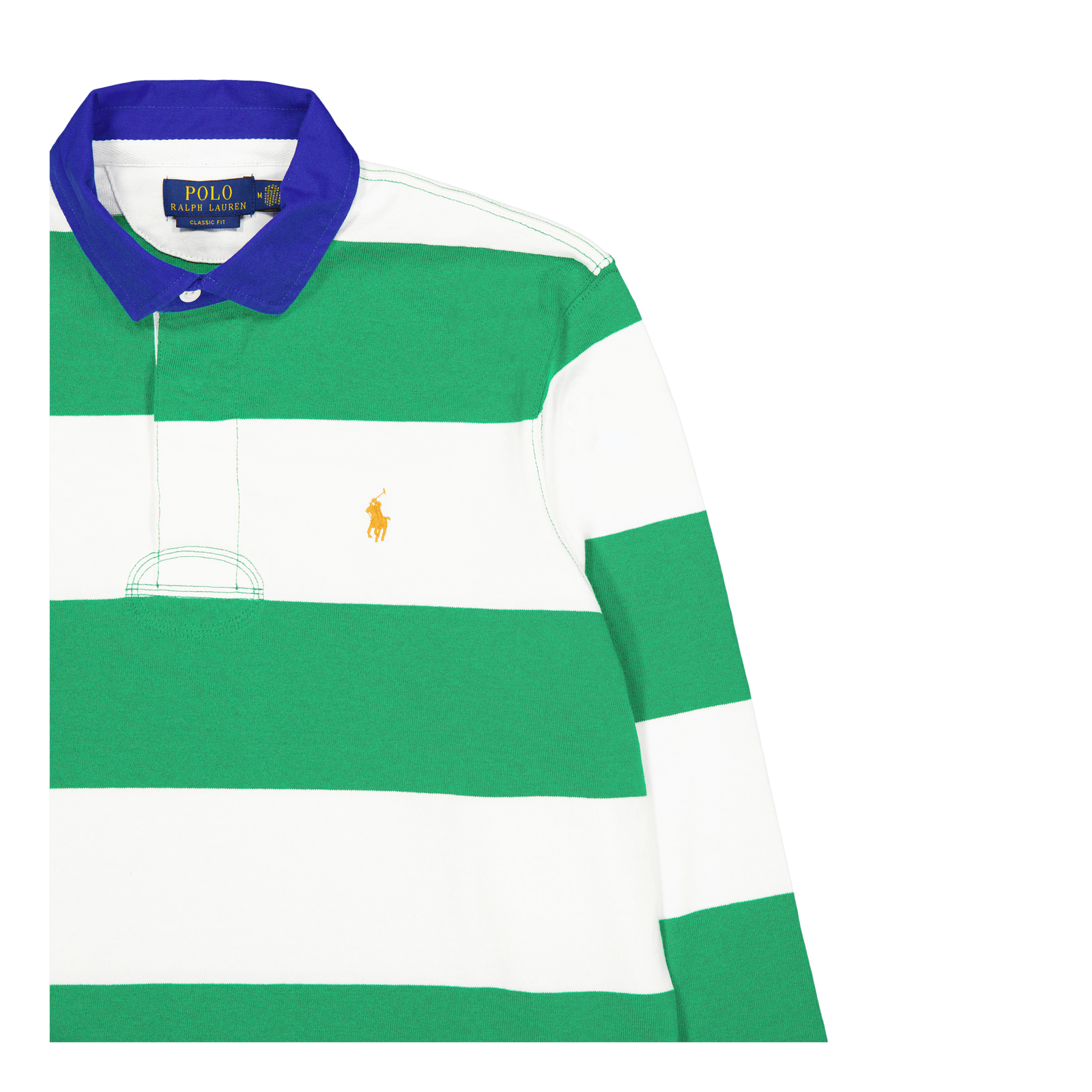 Classic Fit Striped Jersey Rugby Shirt Stem / White