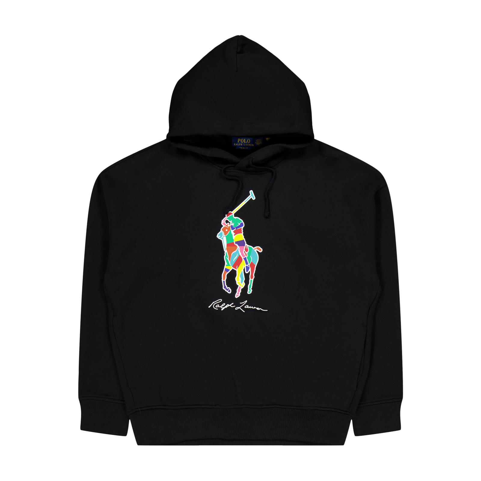 Big Fit Big Pony Fleece Hoodie Polo Black