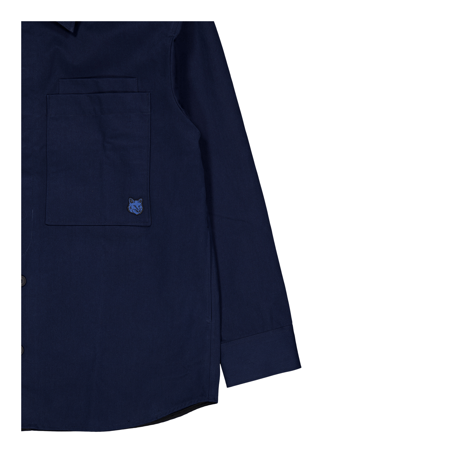 Overshirt With Tonal Fox Head Ink Blue