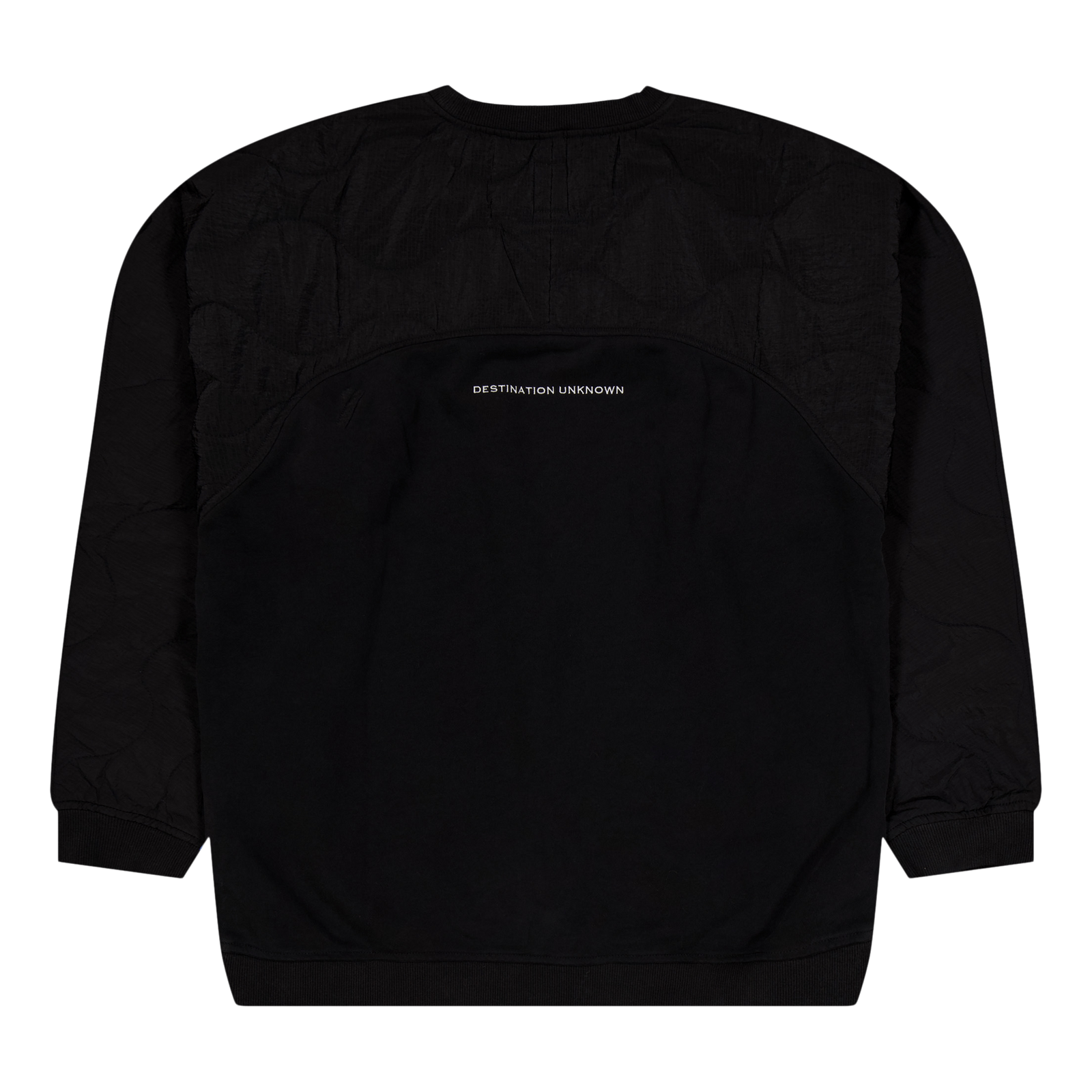 Cotton Fleece Quilted Crewneck Black