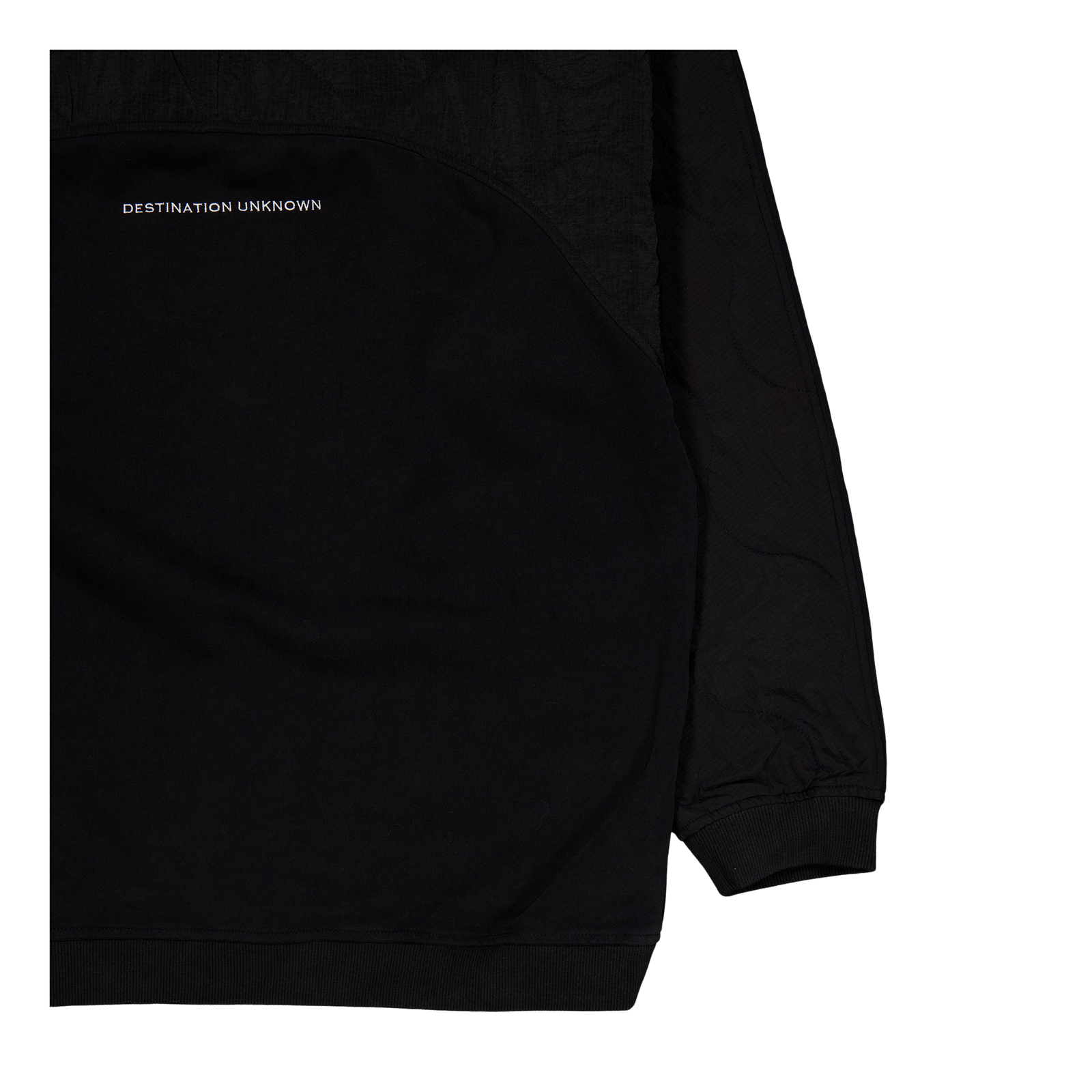 Cotton Fleece Quilted Crewneck Black