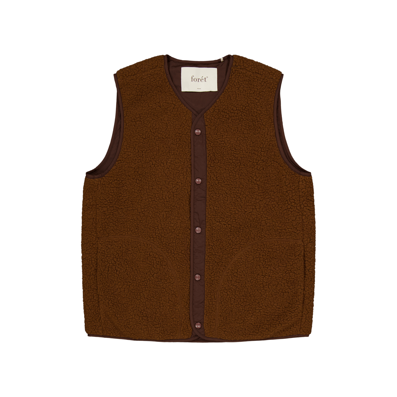 Aura Sherpa Fleece Vest Brown