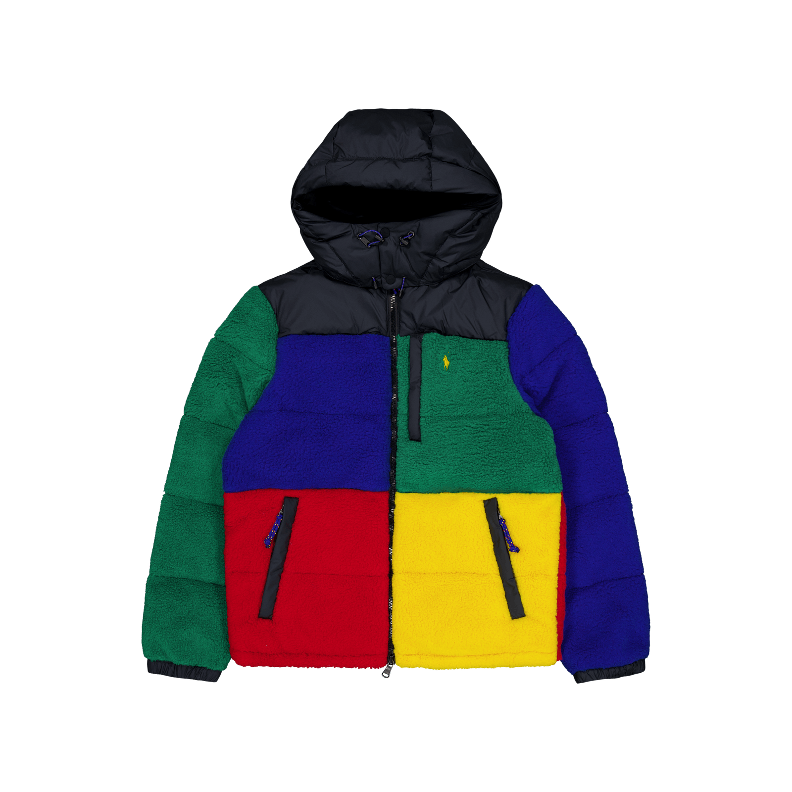 Color-Blocked Pile Fleece Down Jacket RL2000 Red Multi