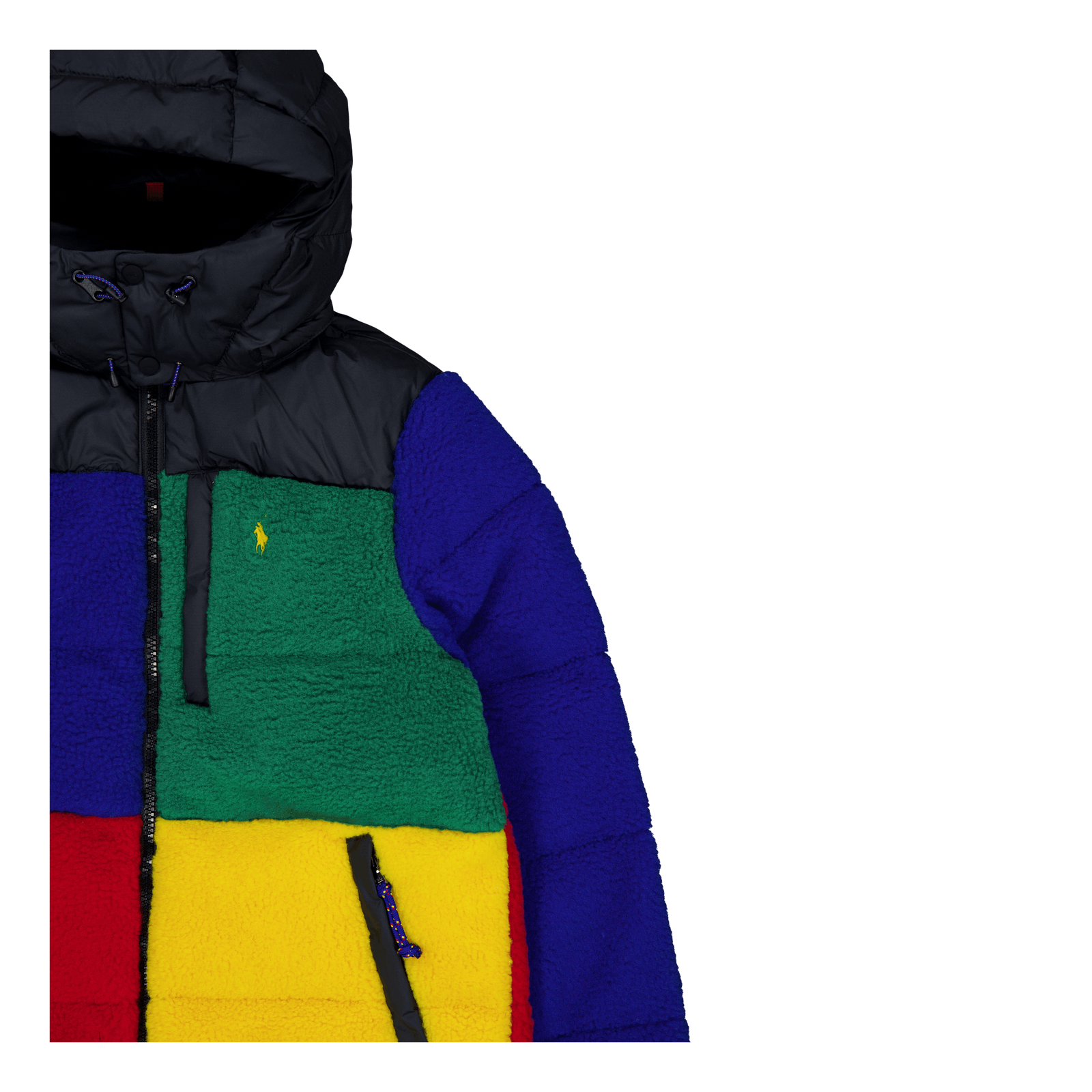 Color-Blocked Pile Fleece Down Jacket RL2000 Red Multi