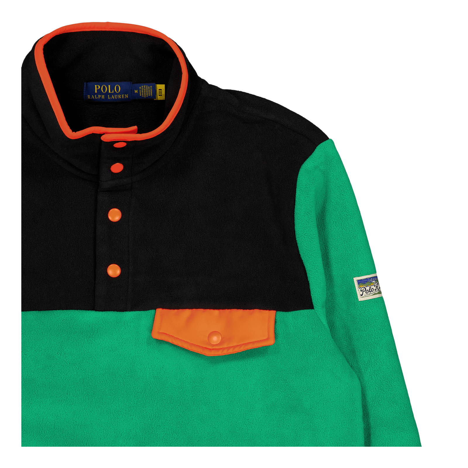 Color-Blocked Brushed Fleece Pullover Billiard Multi