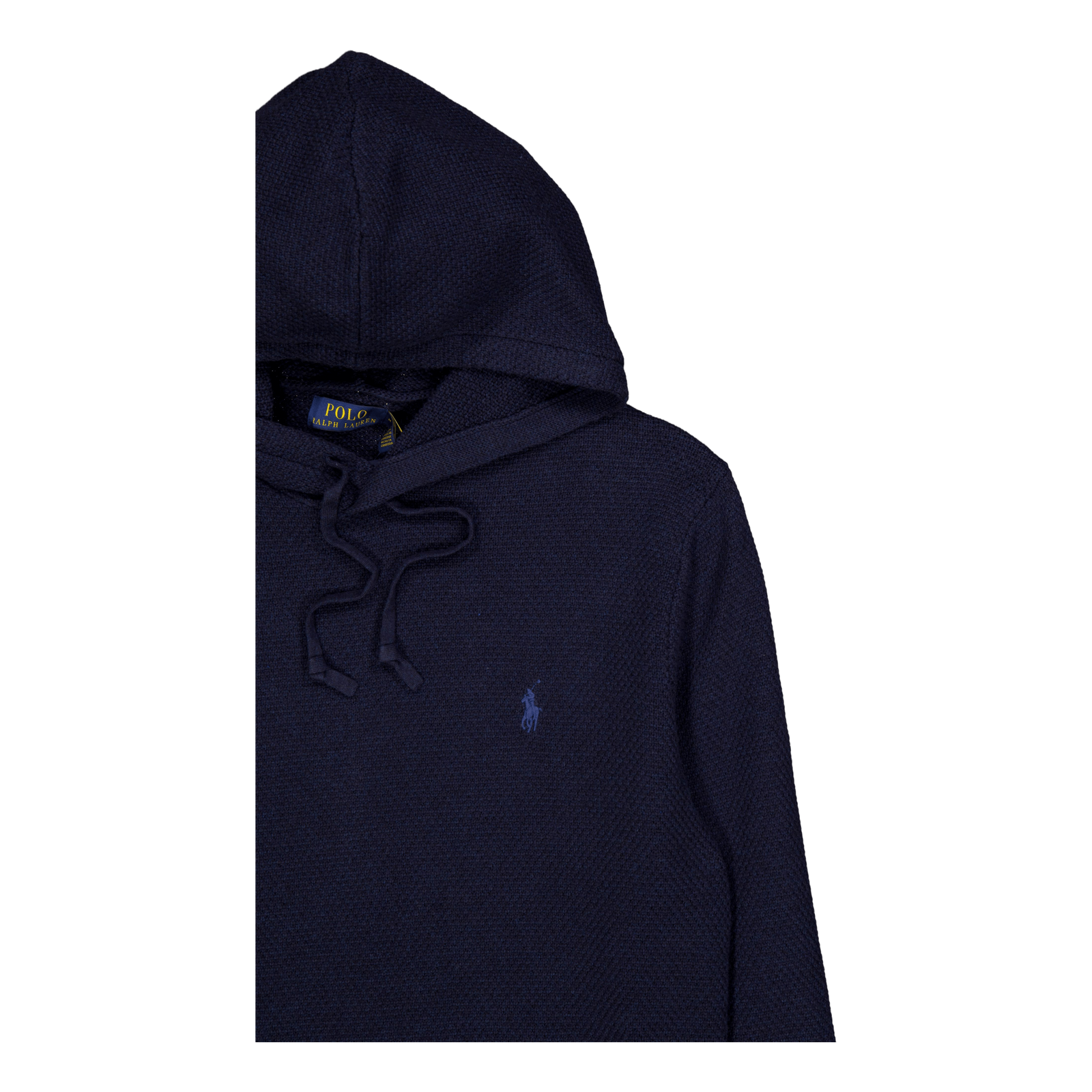 Woven-Stitch Cotton Hooded Sweater Navy Hthr