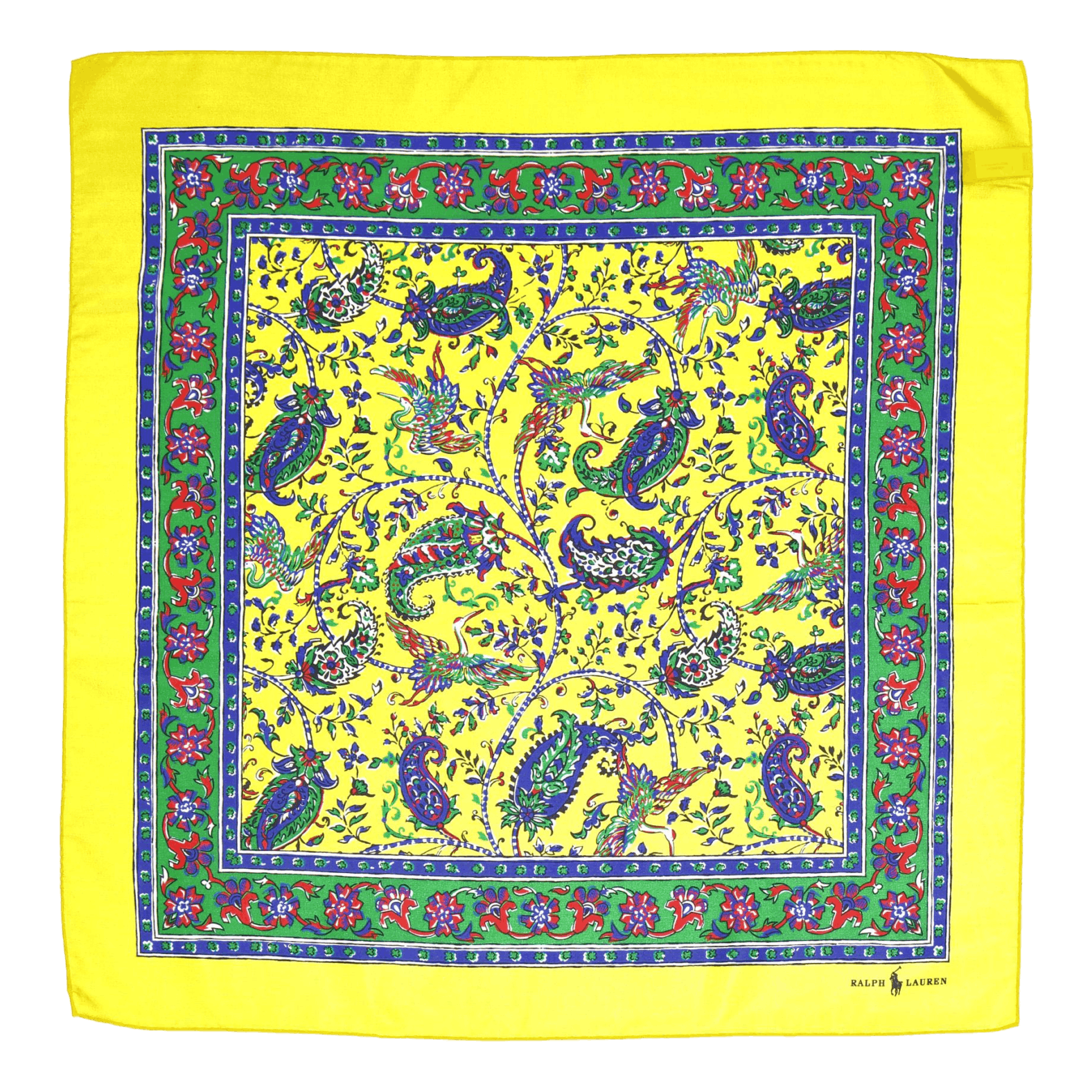 Paisley Silk Habotai Bandanna Yellow