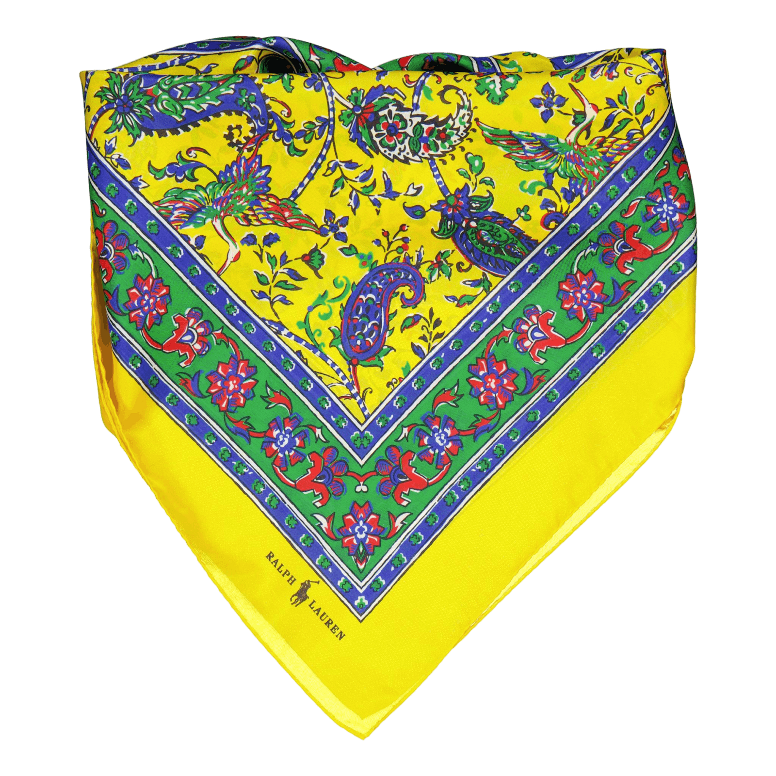 Paisley Silk Habotai Bandanna Yellow