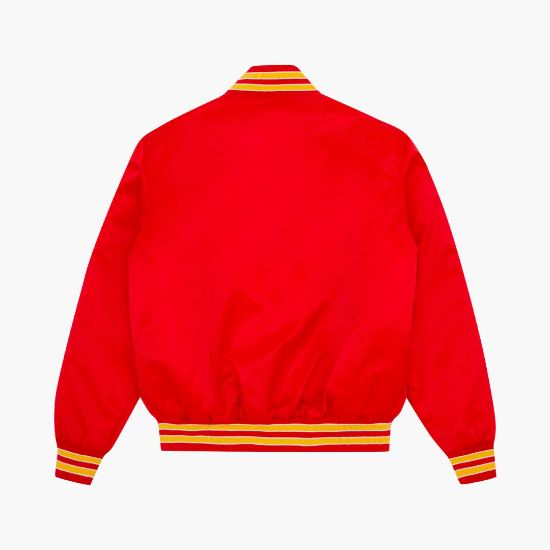 College Satin Bomber Red