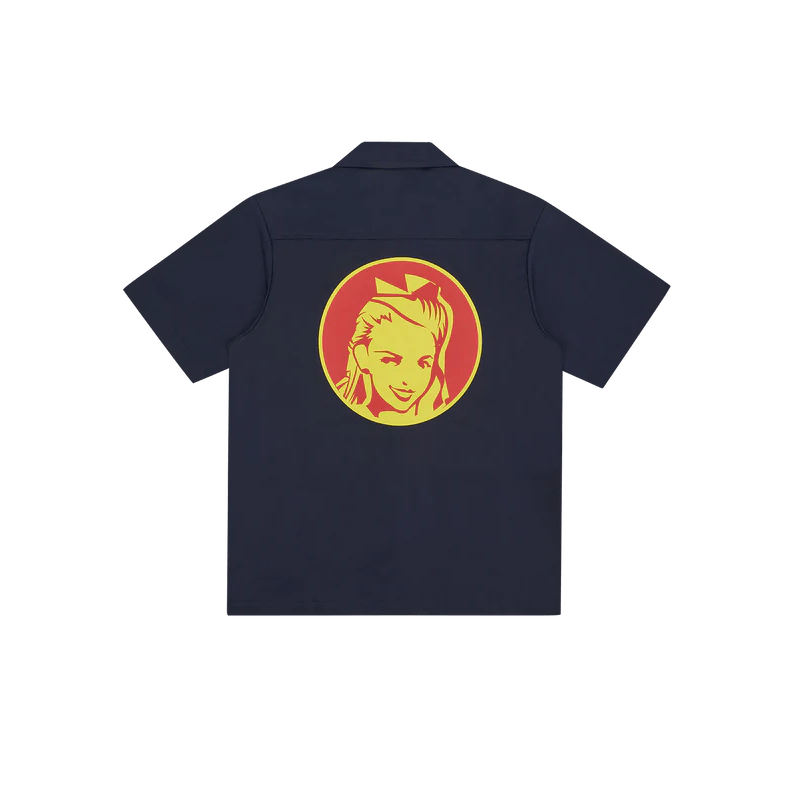 Waitress Camp Collar Shirt Navy