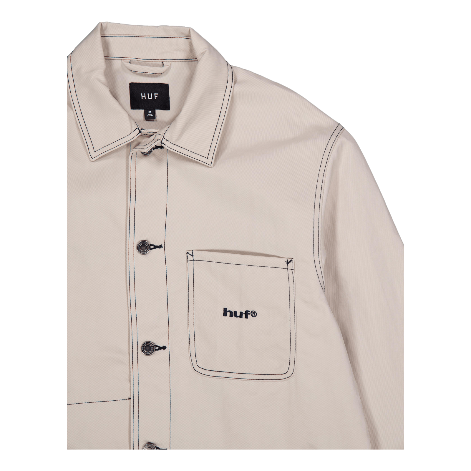 Contrast Nylon Chore Jacket Cream