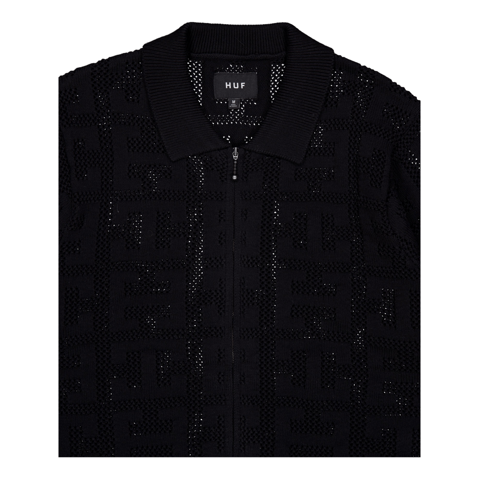 Monogram Jacquard Zip Sweater Black