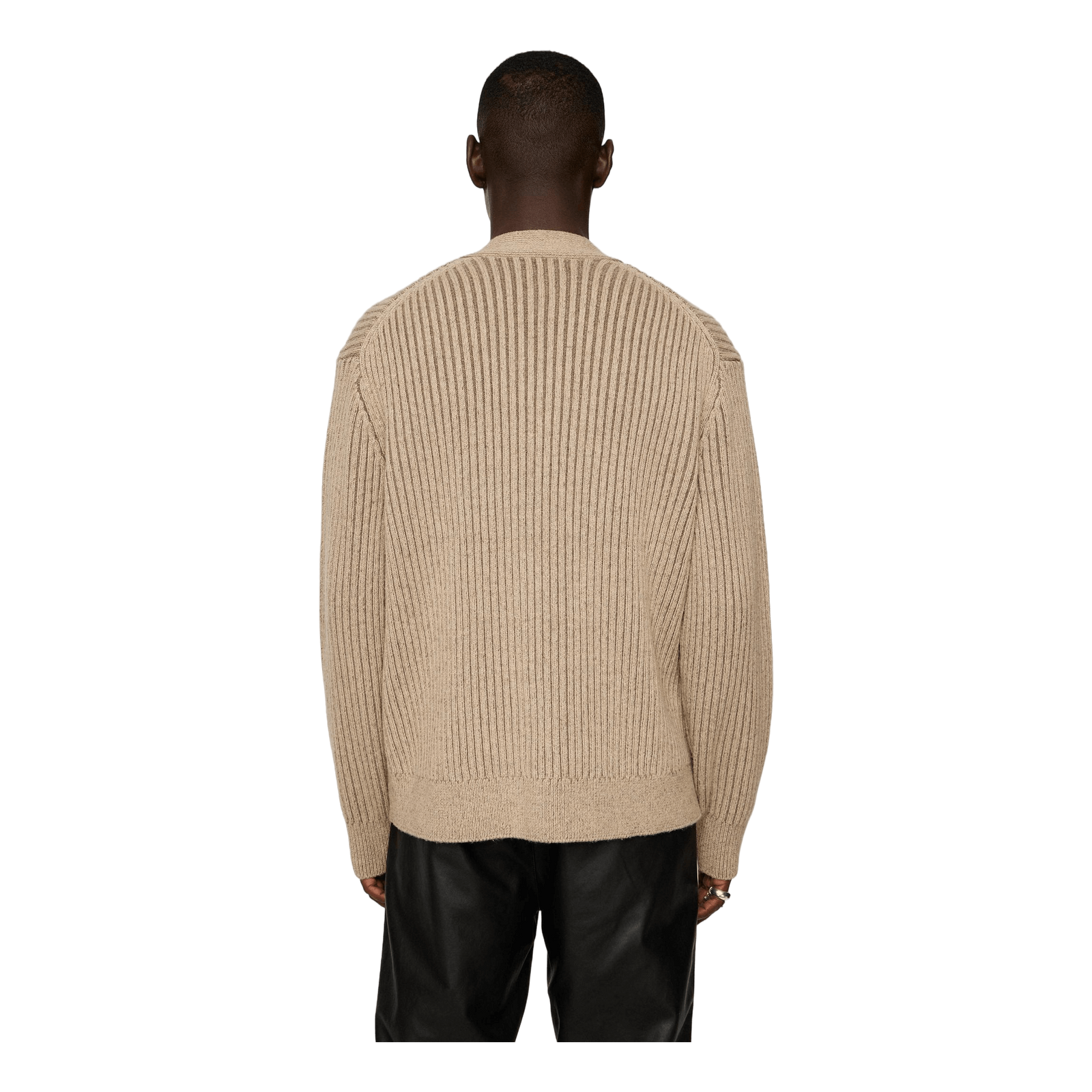 Twin Plated Knit Cardigan Tiger Brown