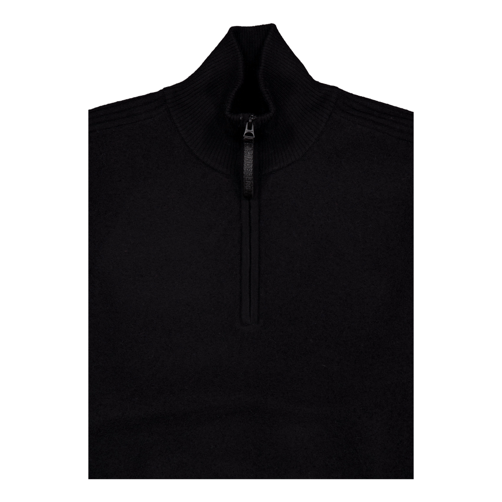 Bon Boiled Wool Quarter Zip Black