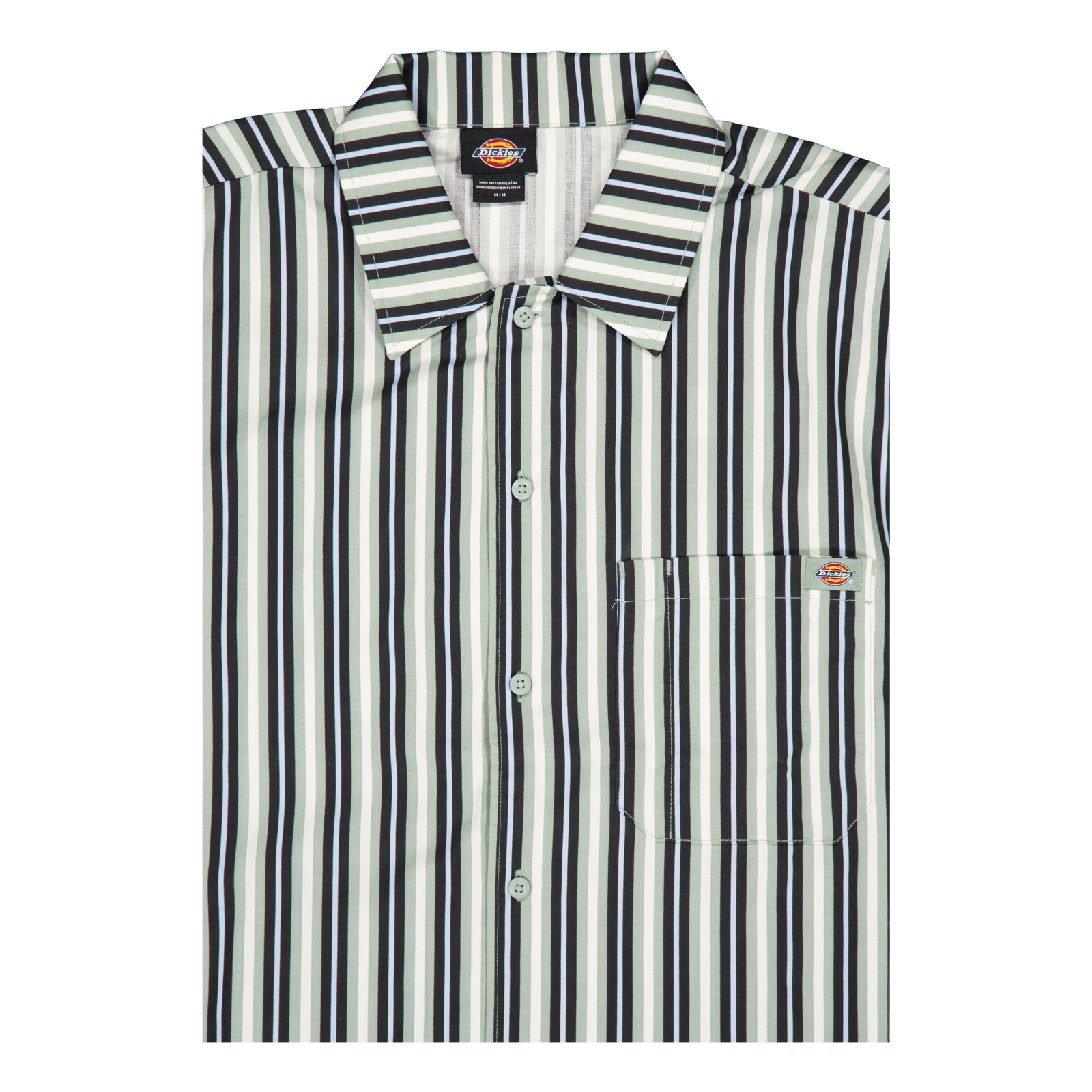 Multi Stripe Work Shirt Ss Ice Iceberg Green