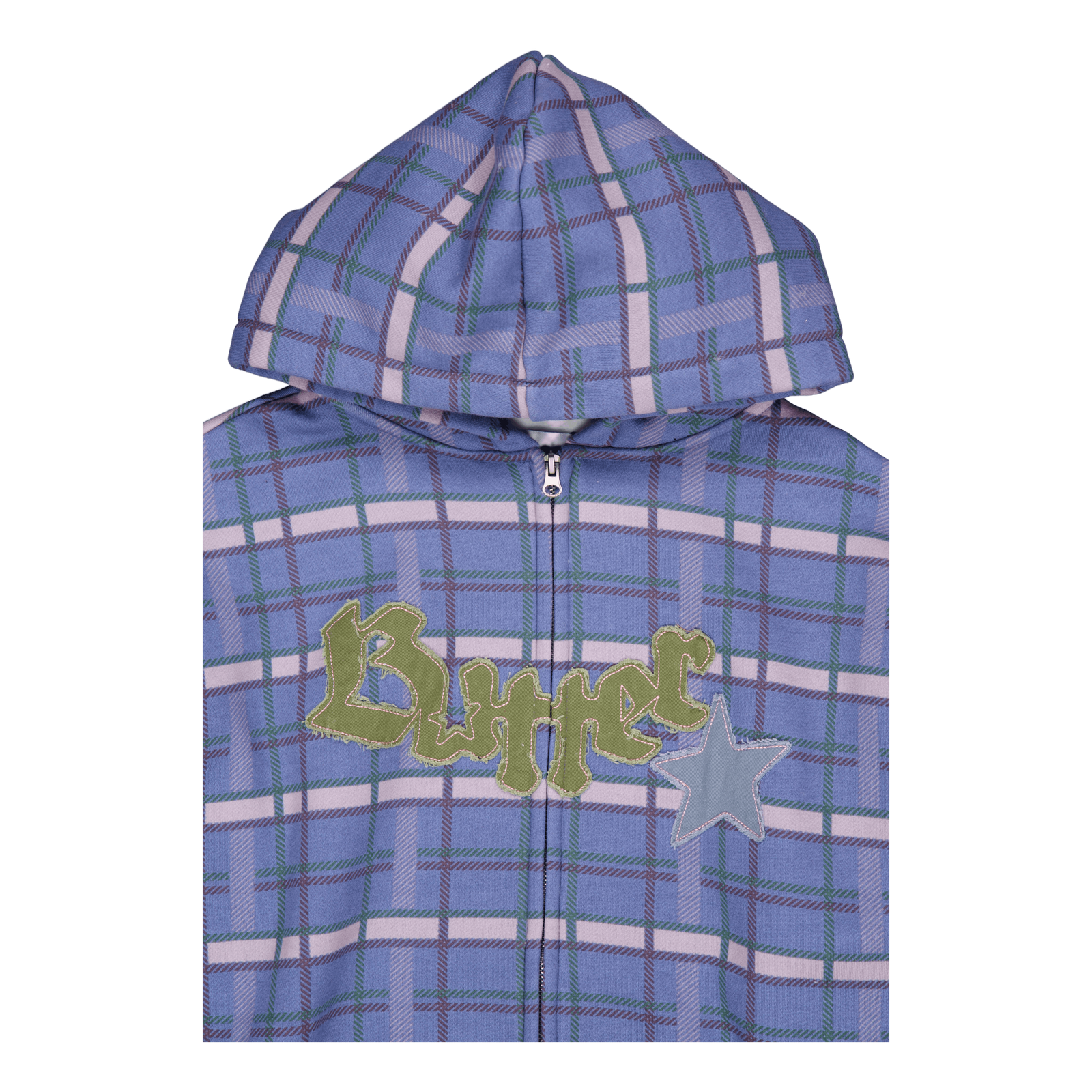 Edge Applique Zip-thru Hood Plaid