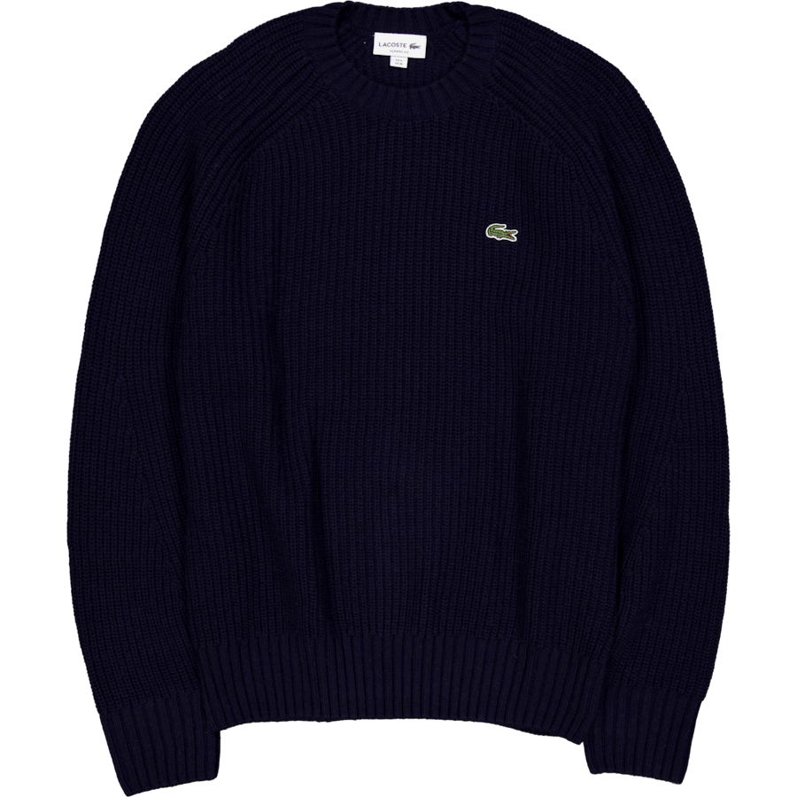 Thick Carded Wool Crew Neck Sw Navy Blue