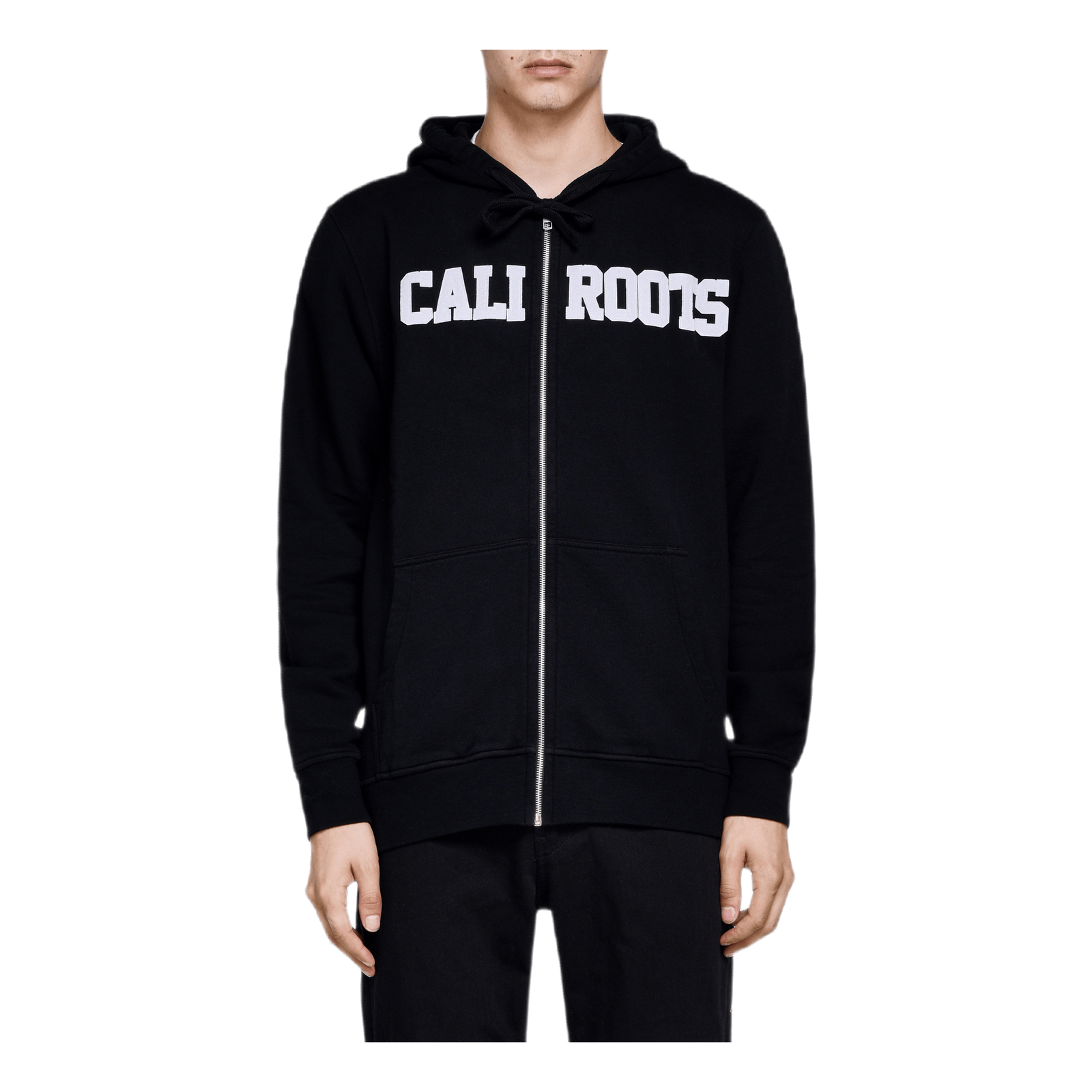 Felt Logo Zip Hoodie Black