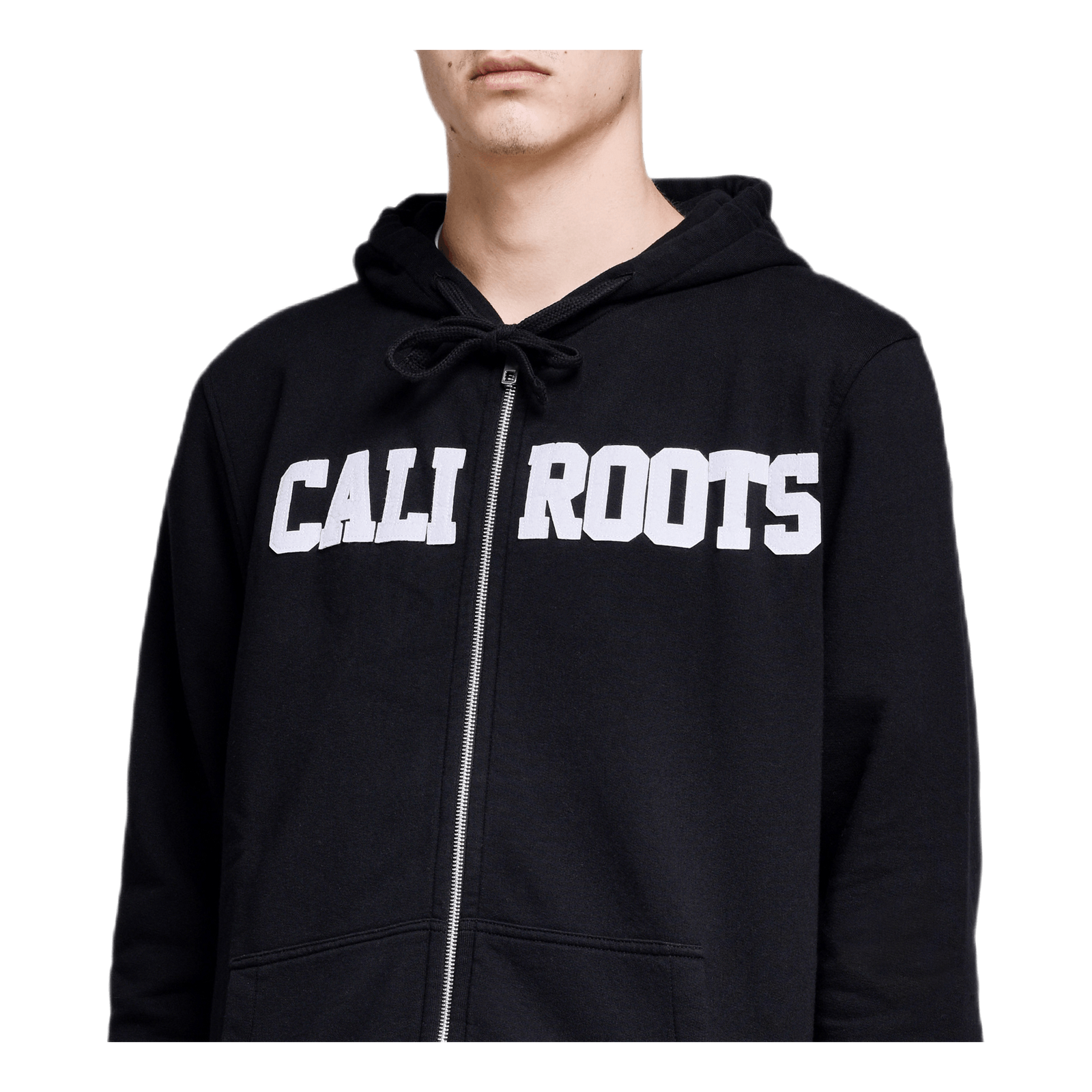 Felt Logo Zip Hoodie Black